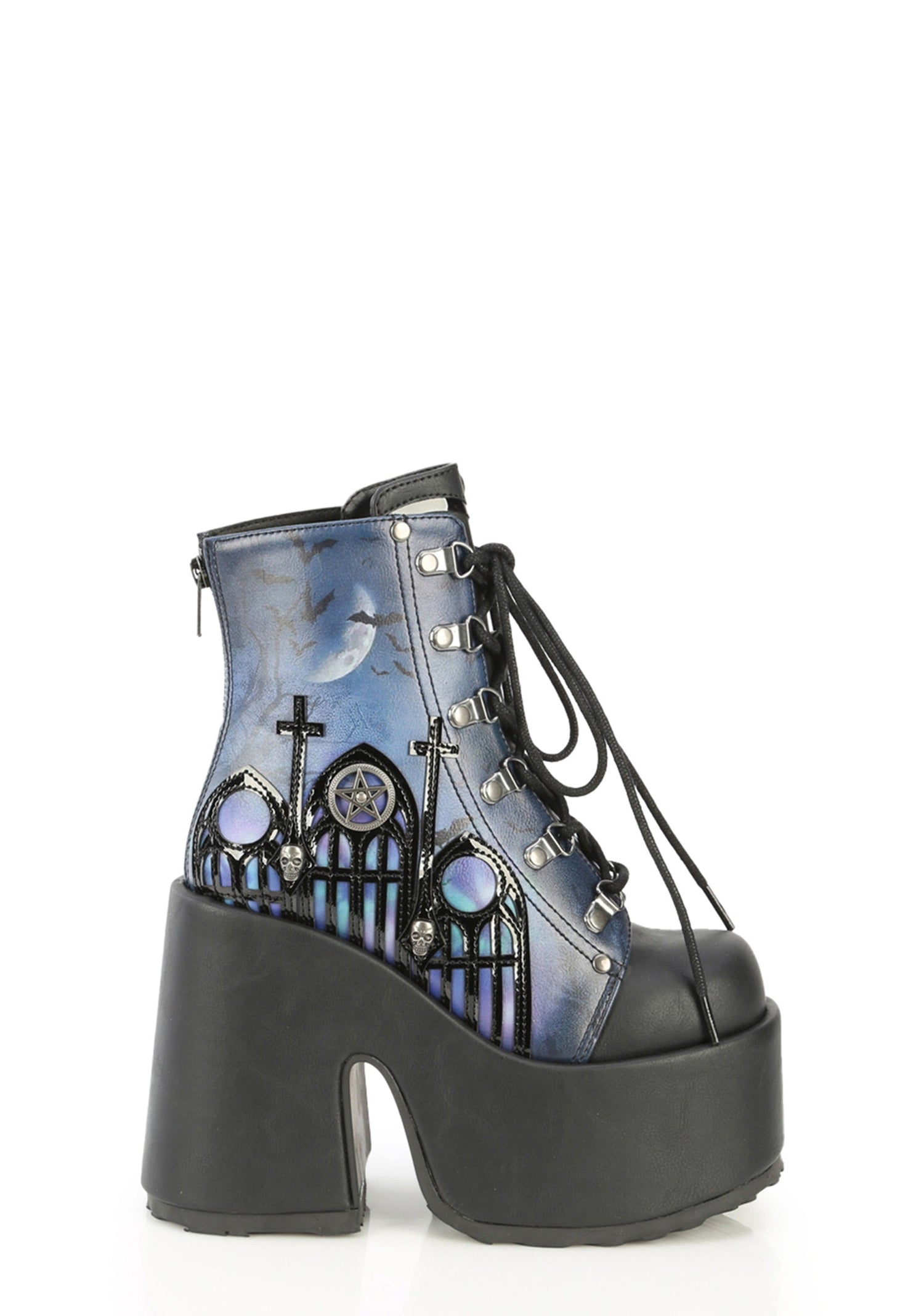 Camel-203 Painted Platform Ankle Boots