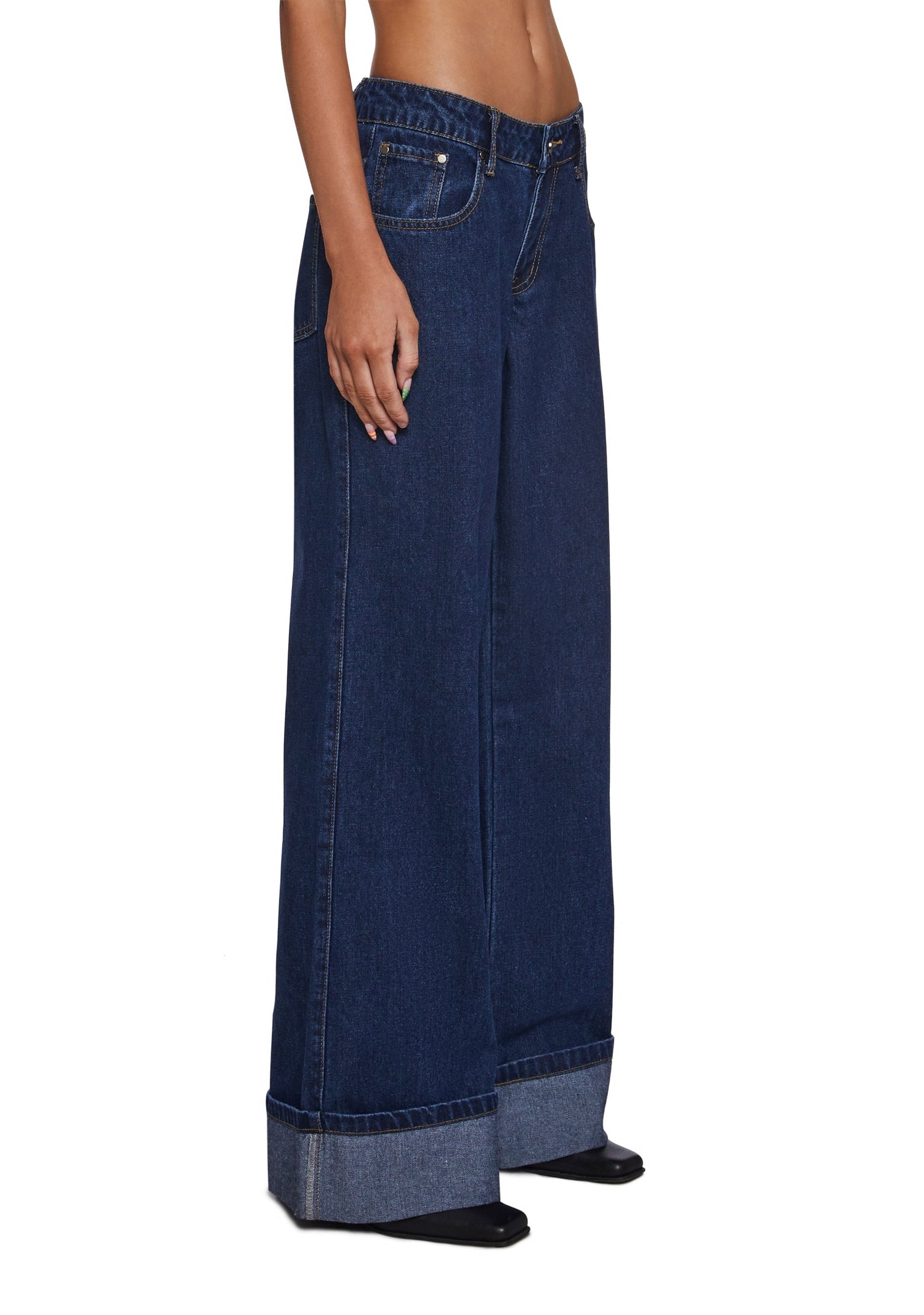 Bella Wide Leg Cuff Jeans