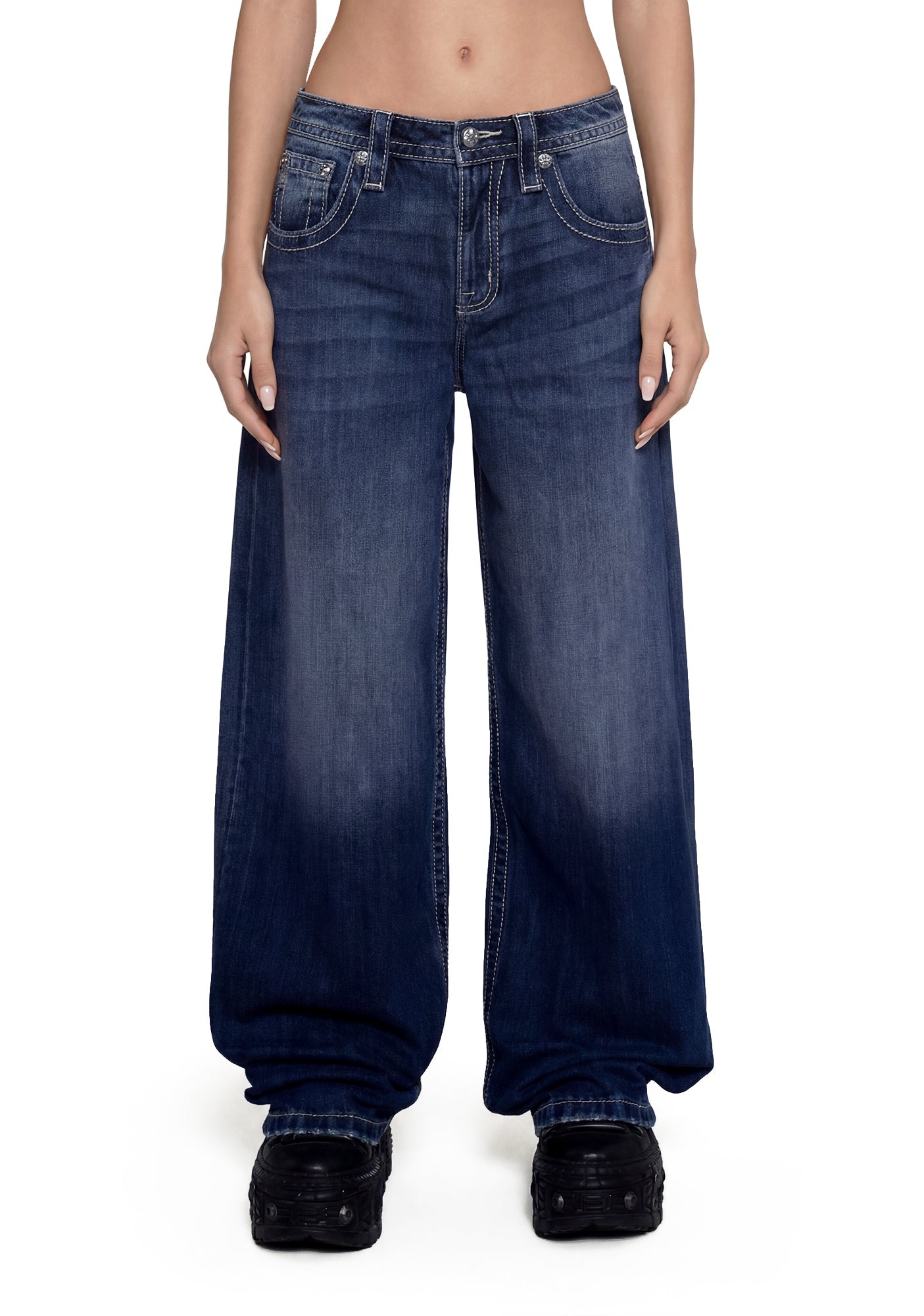 Helena Baggy Wide Leg - Medium Wash