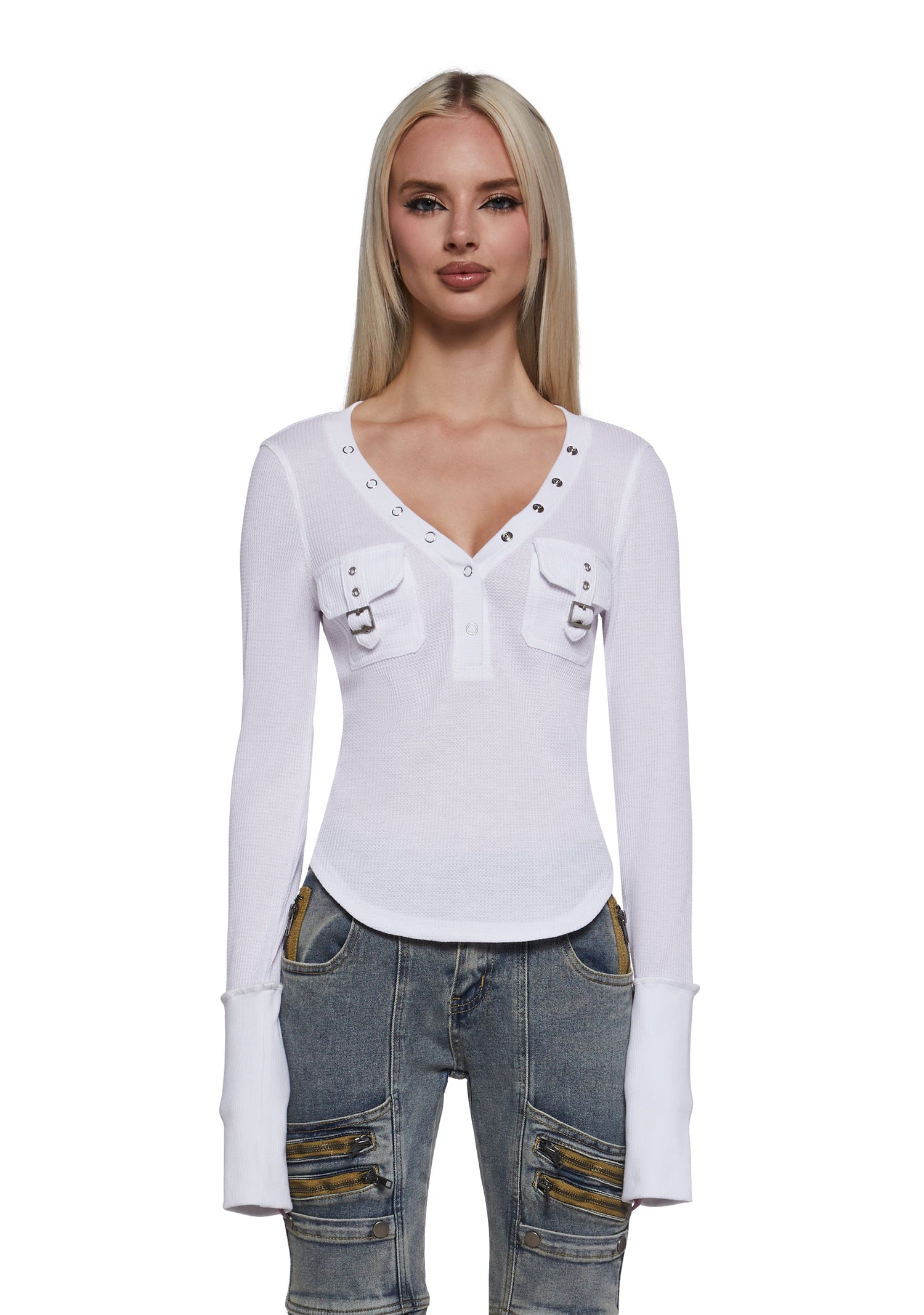 Brianna Long Sleeve Top - White