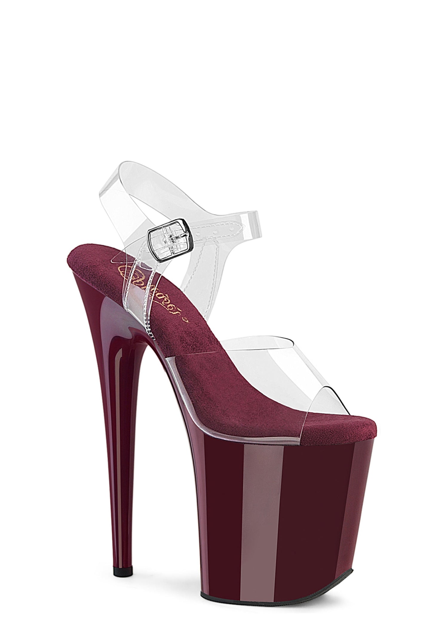 Flamingo-808 Platform Ankle Strap Sandals-Burgundy