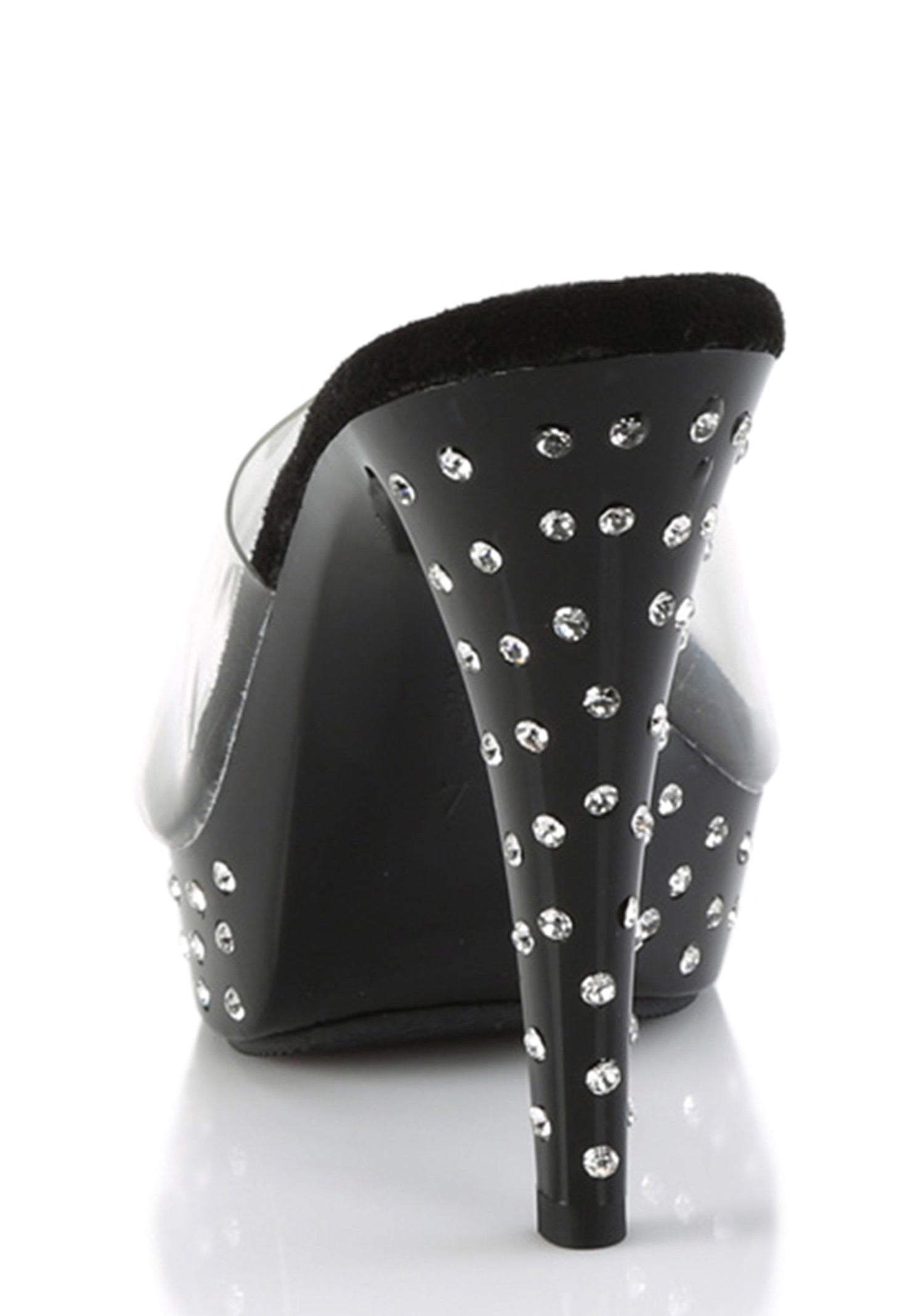 Cocktail-501 Platform Rhinestones Studded Slides-Clear-Black