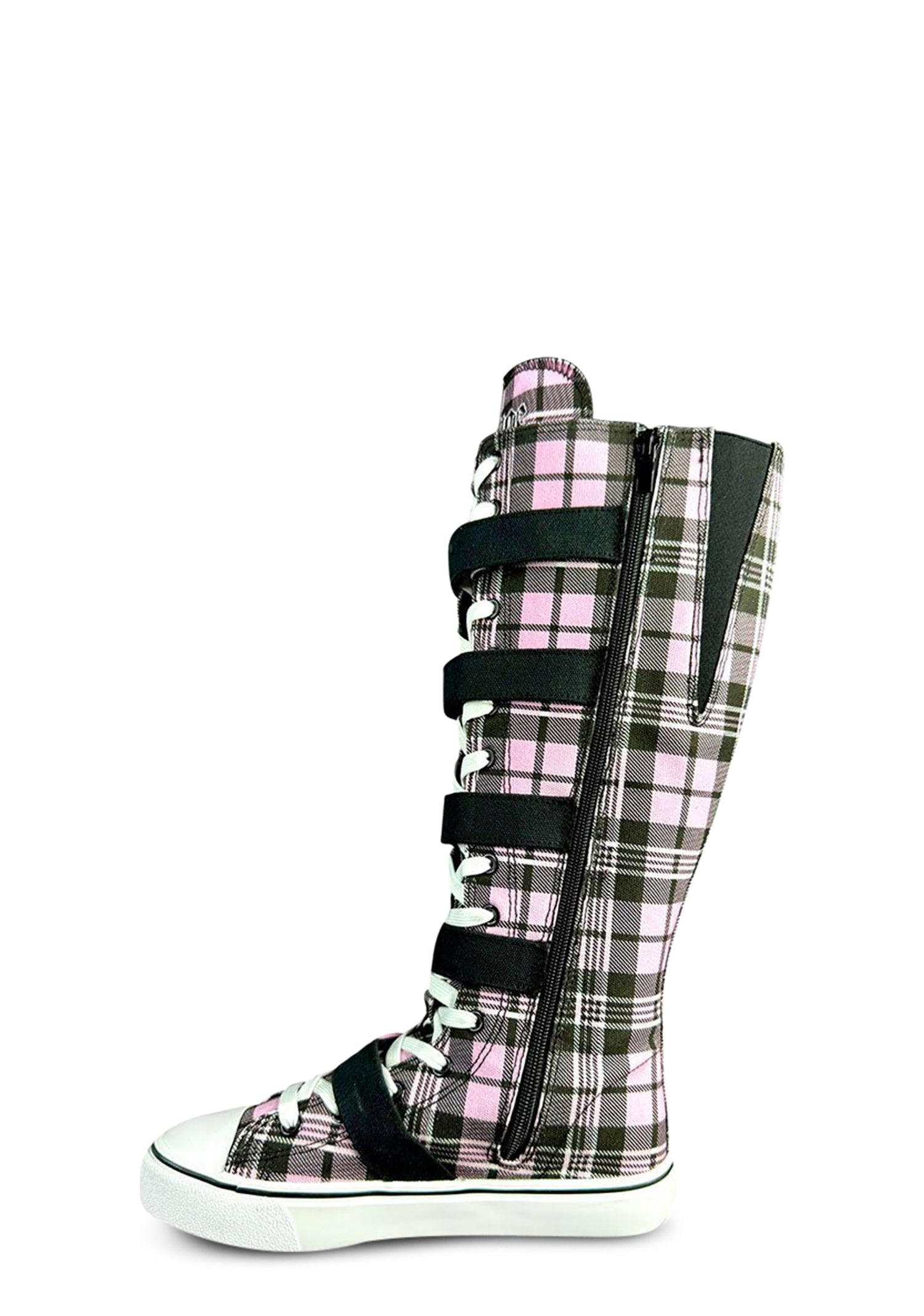 Rawr XD Plaid Knee High Sneakers - Pink