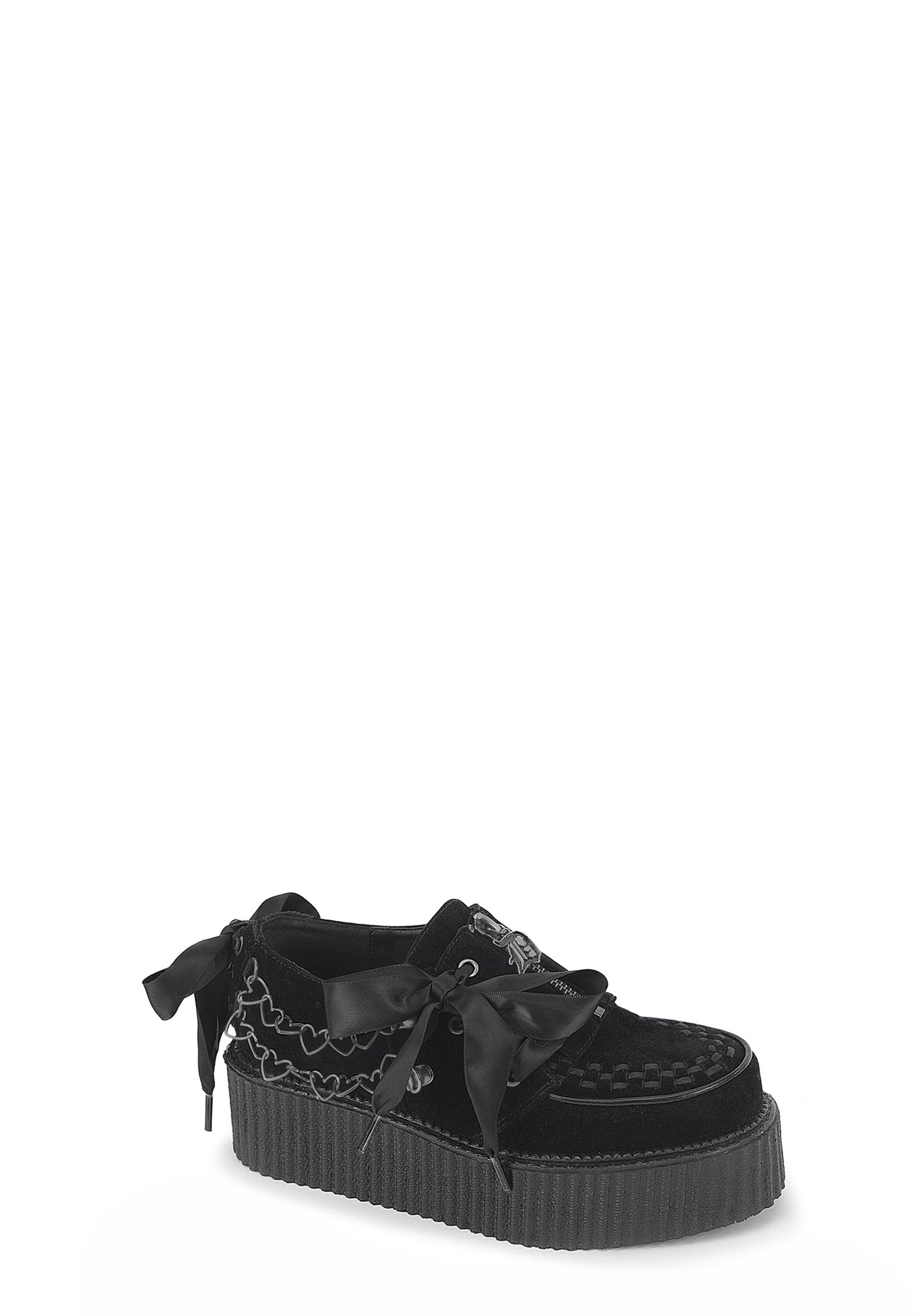 Creeper-312 Suede Oxford Platform Shoes with Bows