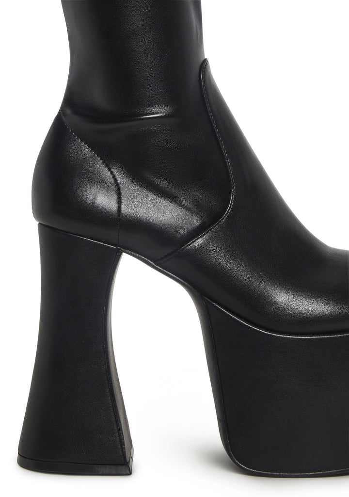 Retro Party Stretch Boots - Black