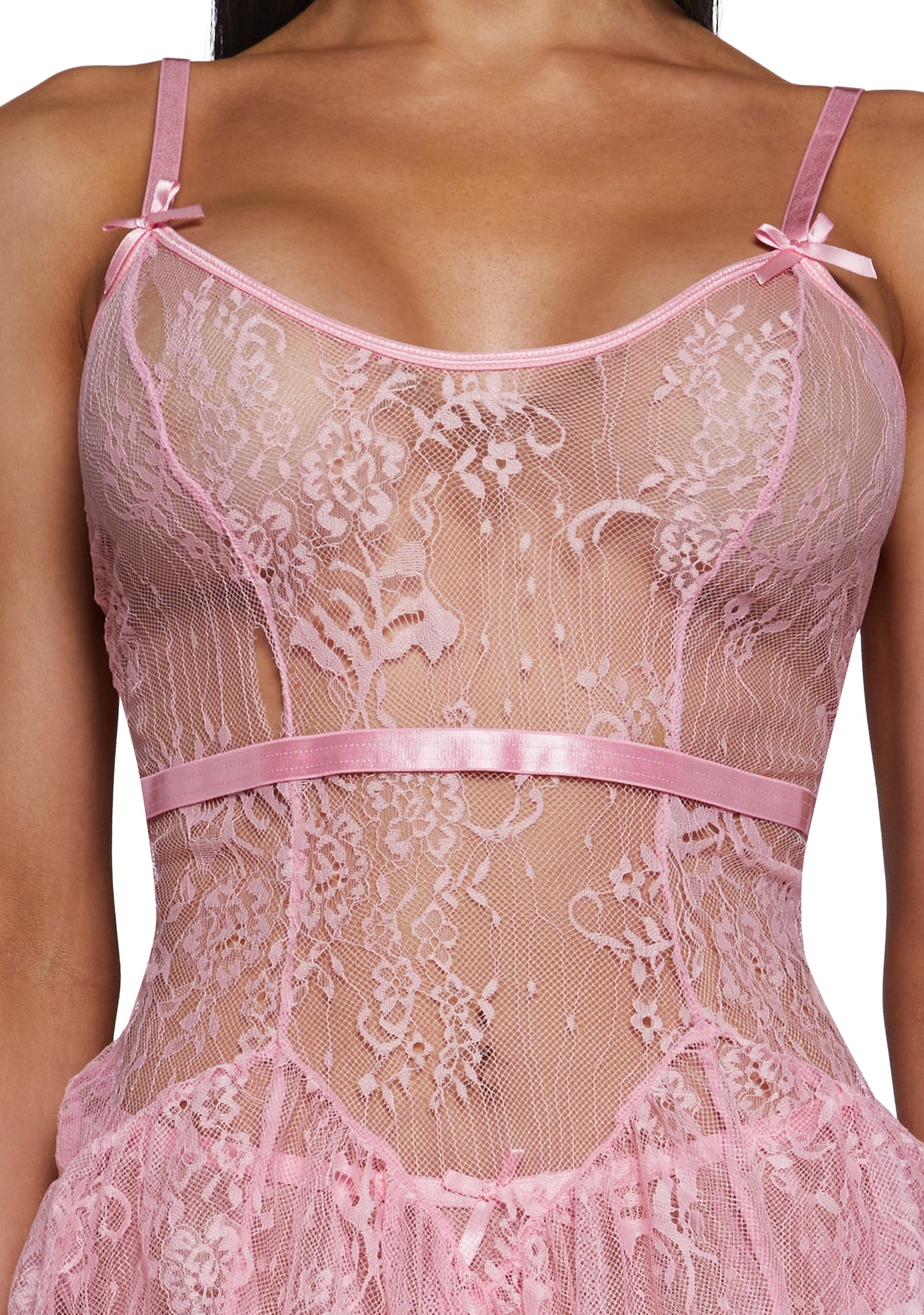Midnight Kiss Lace Babydoll - Pink