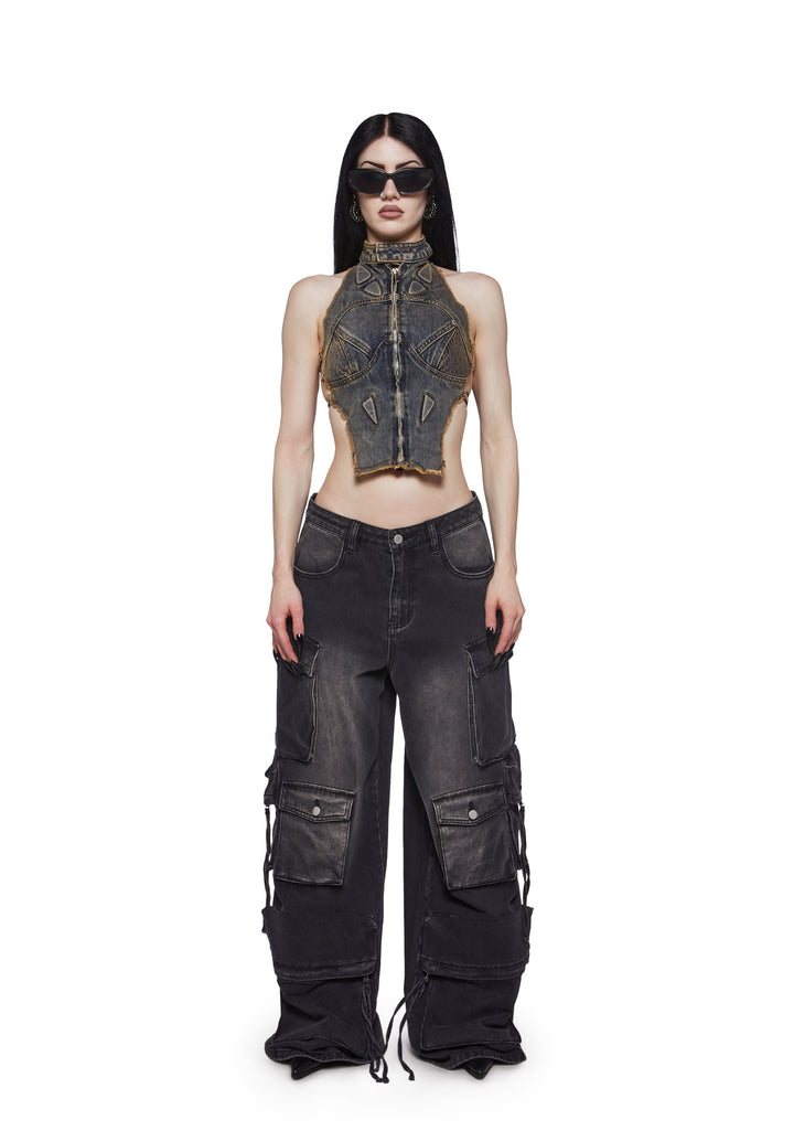 Denim Biker Top - Blue