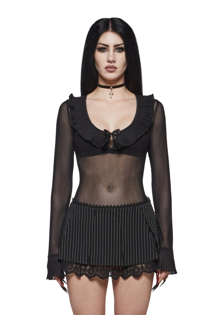 Nancy Mesh Long Sleeve Ruffle Top