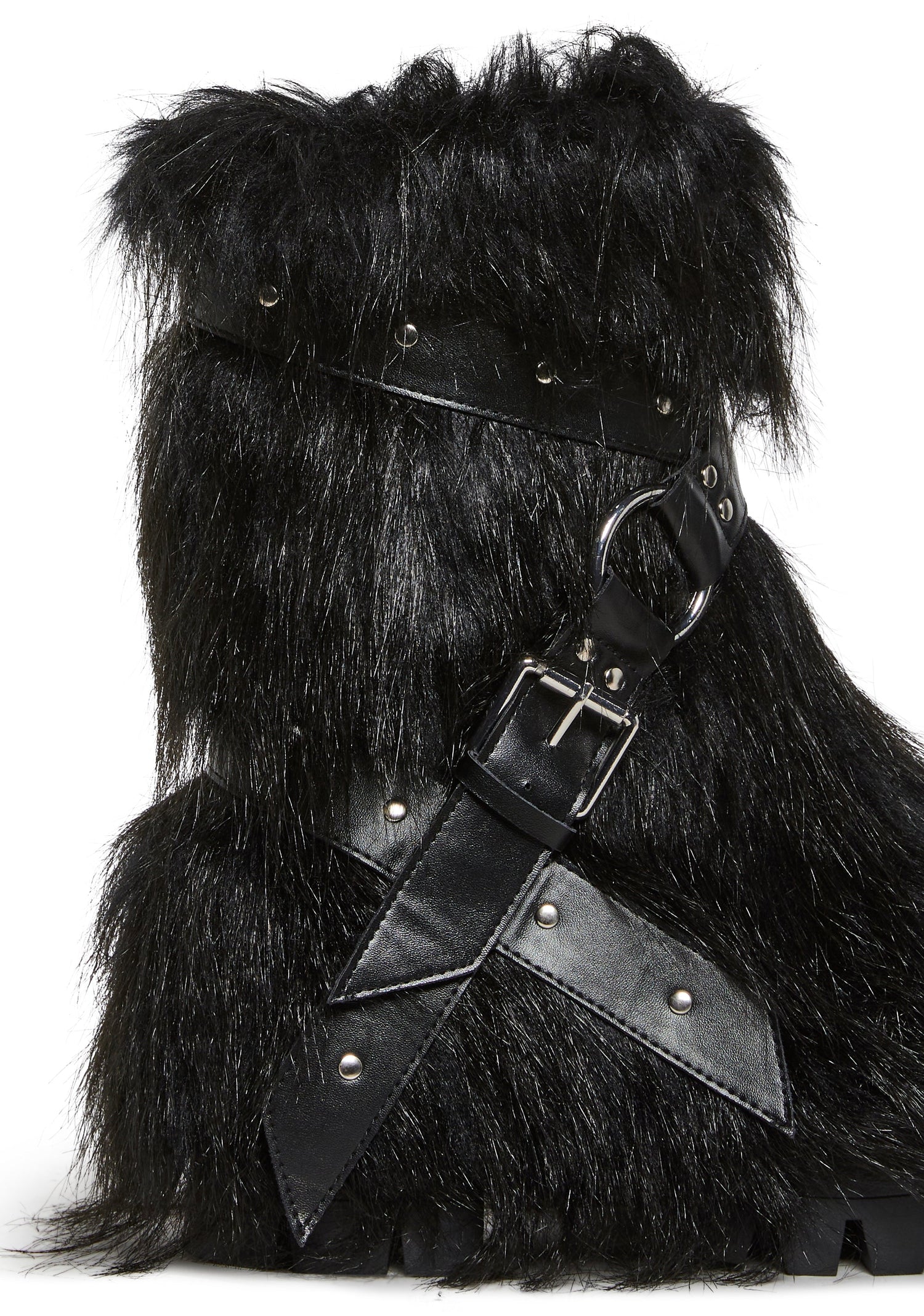 Low Wild Instincts Faux Fur Combat Boots - Black
