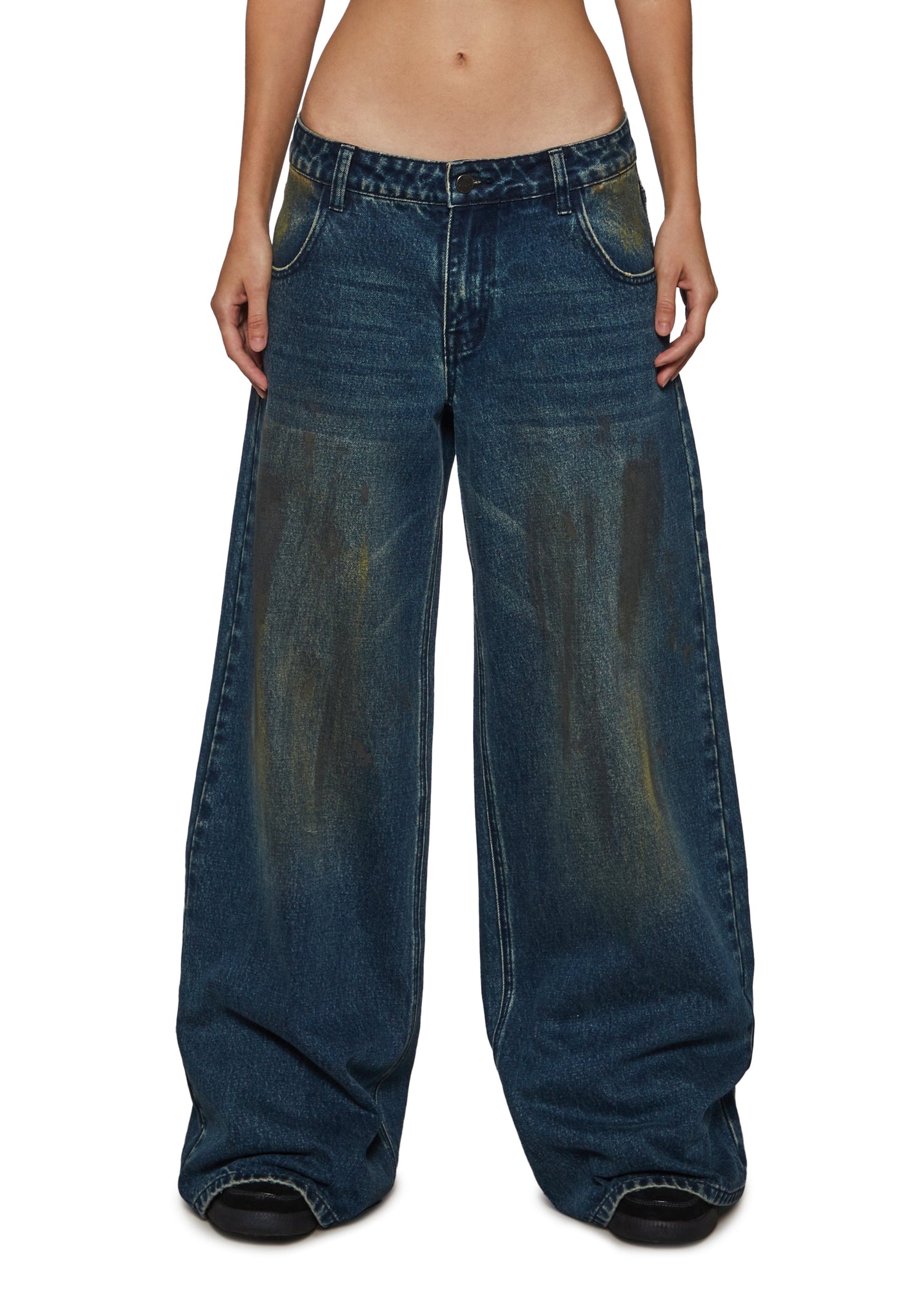 Sinful Attitude Wide Leg Jeans - Dirty Blue