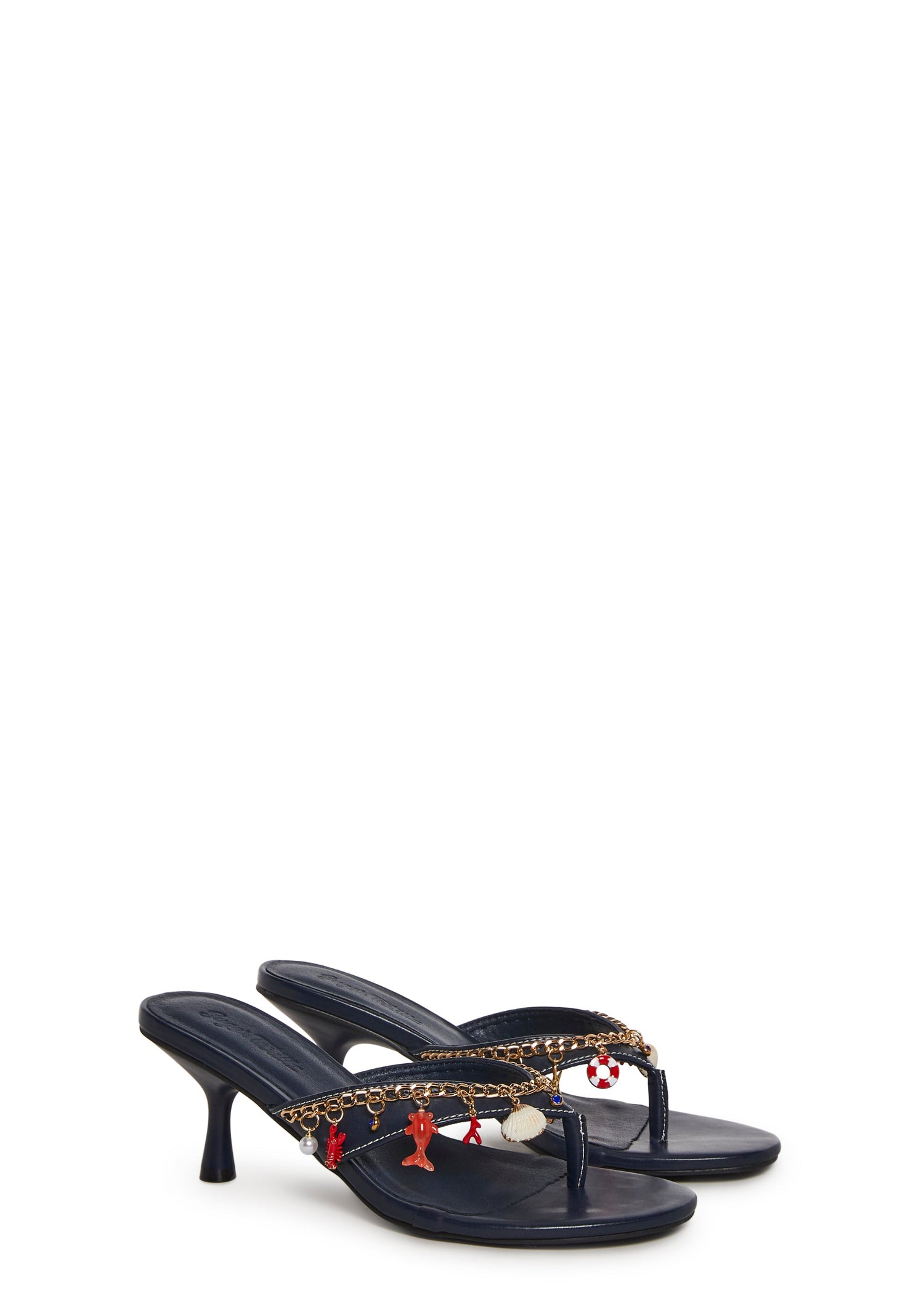 Mila Nautical Charm Thong Sandal - Navy