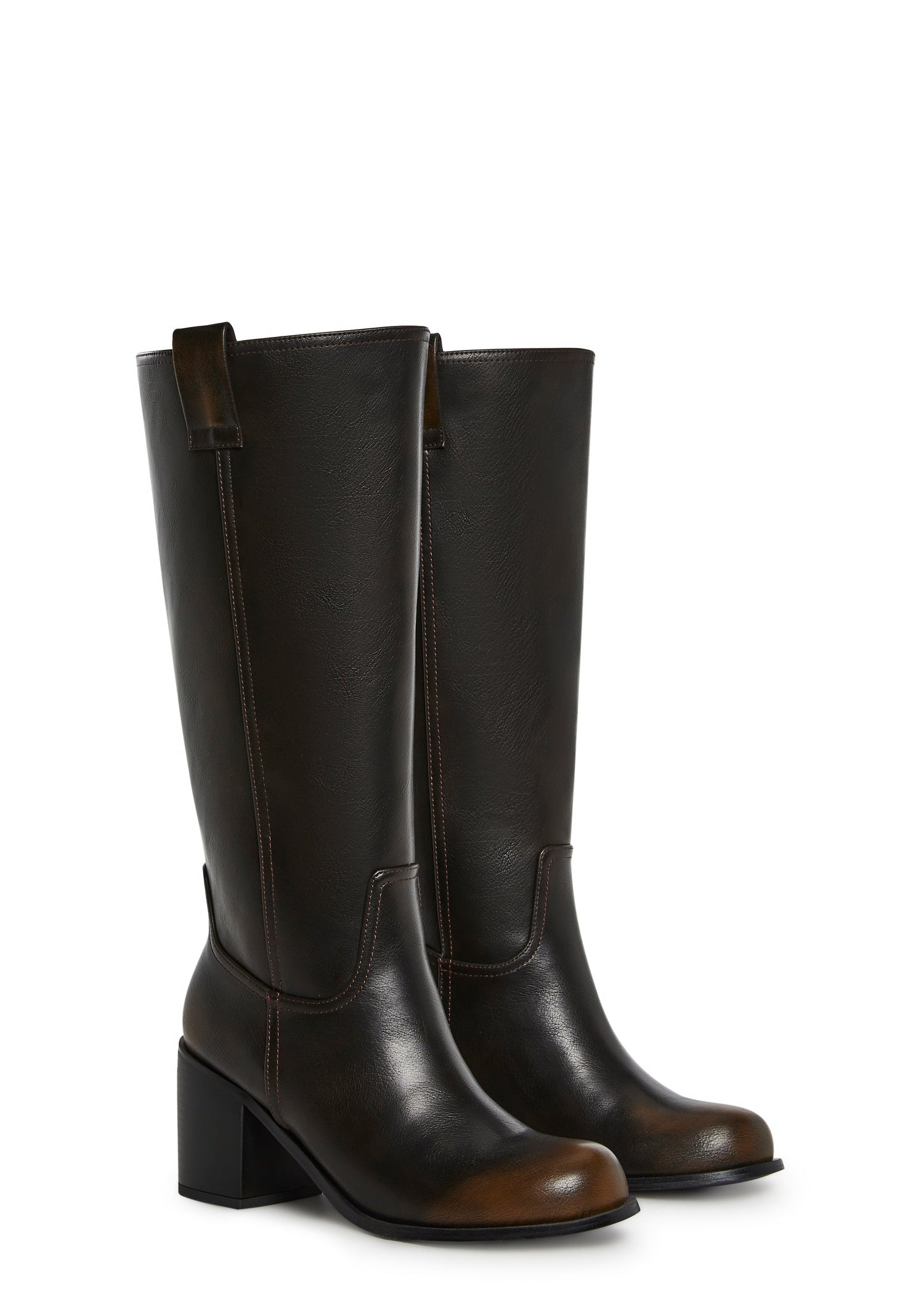 Luster Vegan Leather Boots - Brown