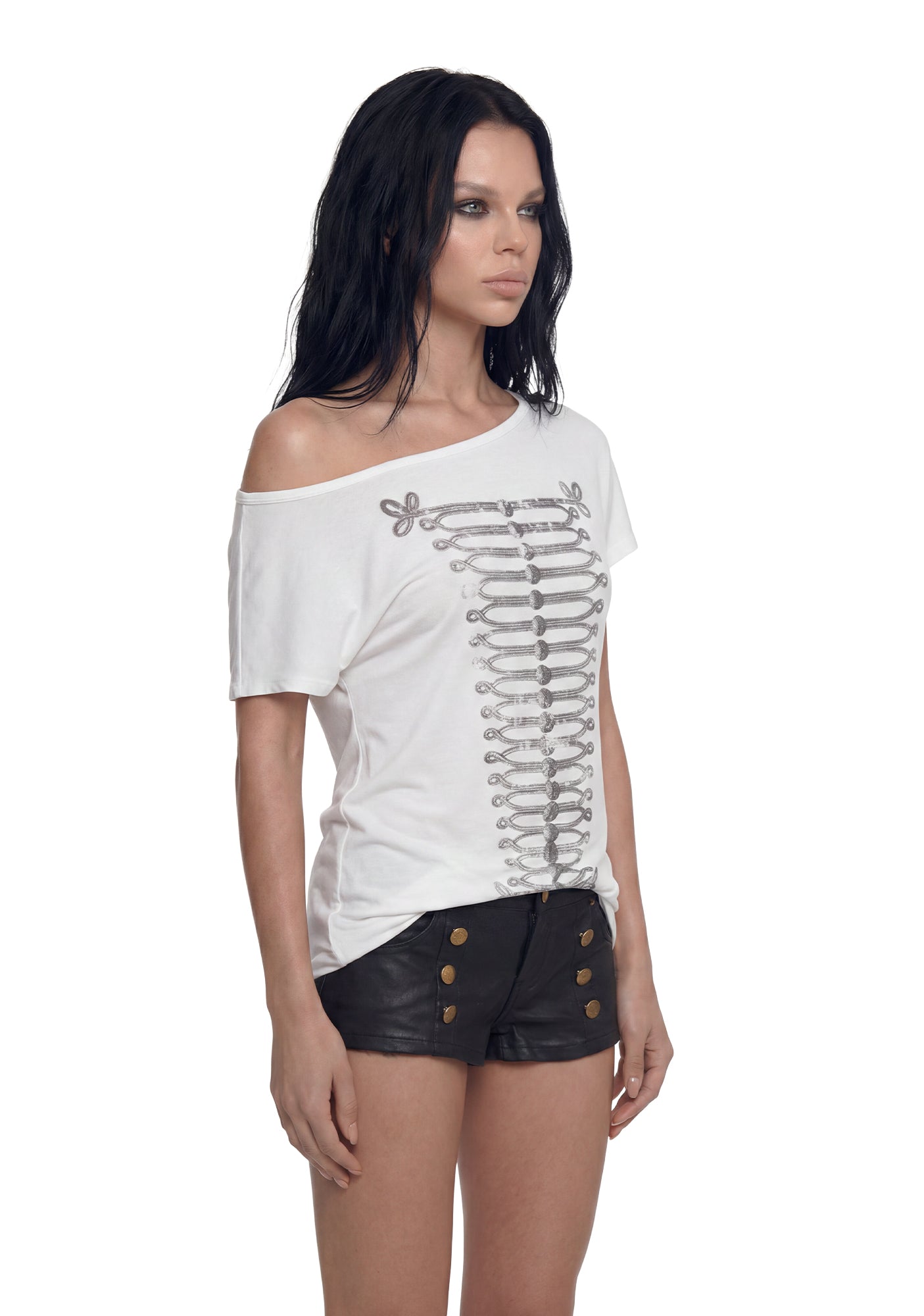 Military Parade Off The Shoulder Top