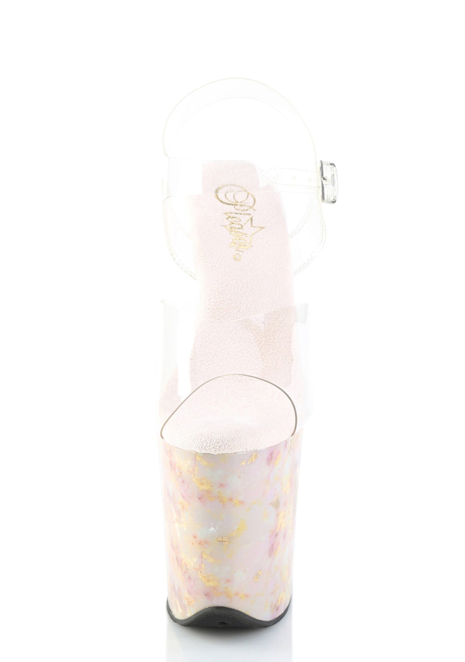 Flamingo-808MB Platform Ankle Strap Sandals-Blush-Gold Marble
