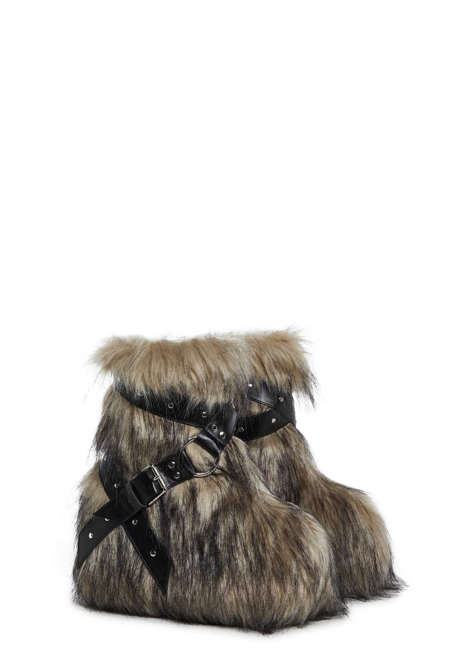 Low Wild Instincts Faux Fur Combat Boots - Off White