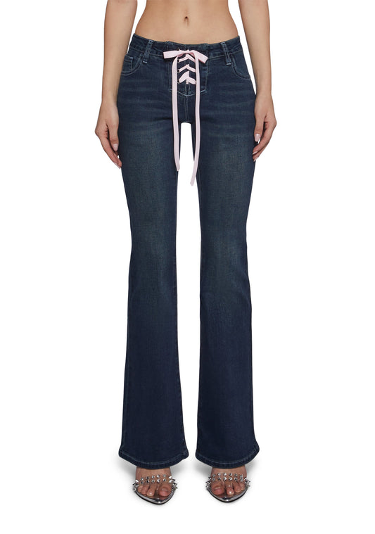 Talia Low Rise Jeans - Lace Up