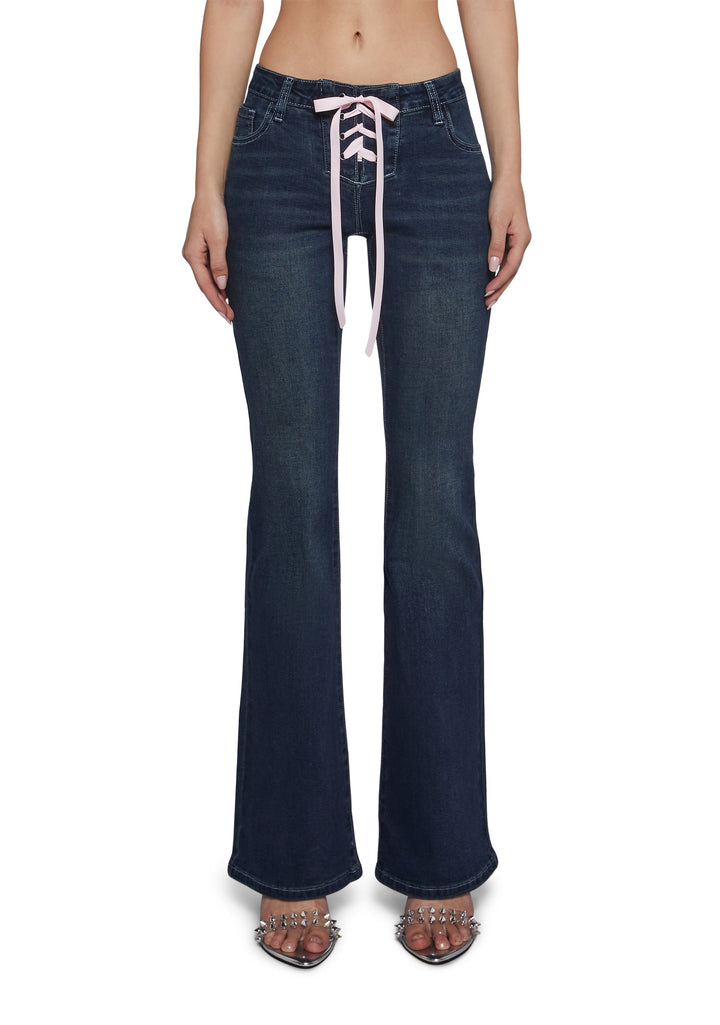 Talia Low Rise Jeans - Lace Up