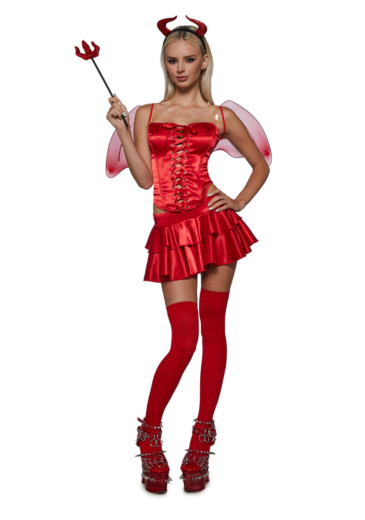 Red Devil Corset Costume with Wings