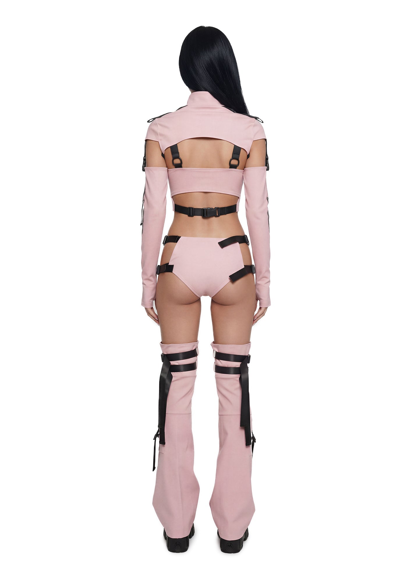Digital Lands Bodysuit And Leg Warmers Set - Pink