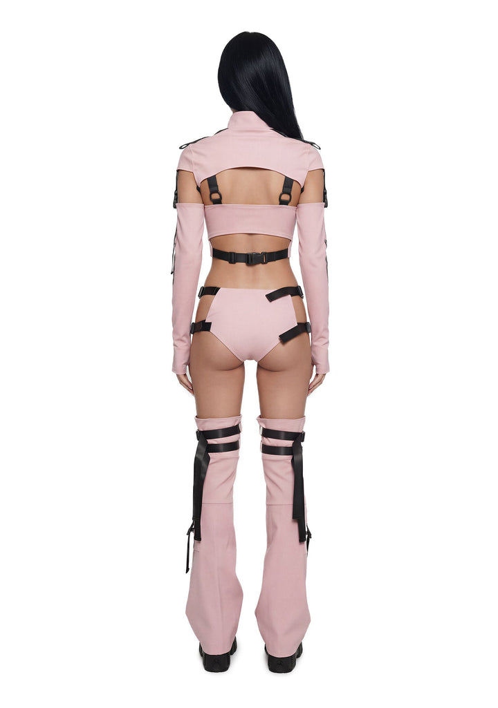Digital Lands Bodysuit And Leg Warmers Set - Pink