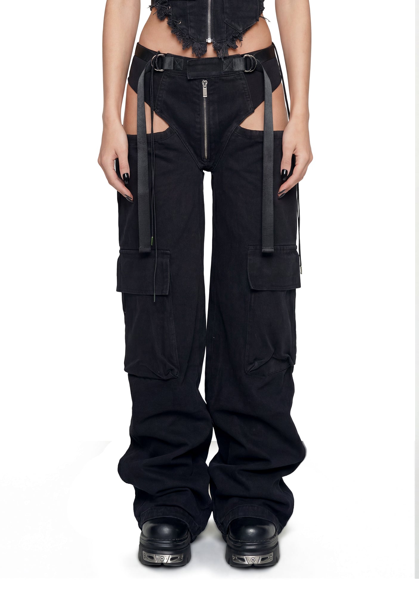 Denim Panty Trousers - Black