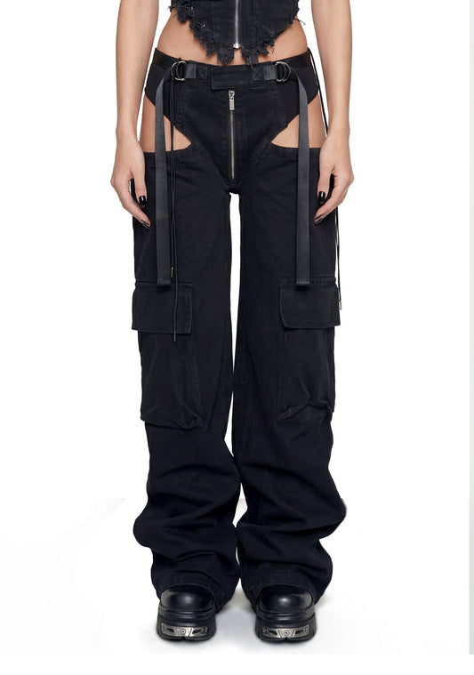 Denim Panty Trousers - Black