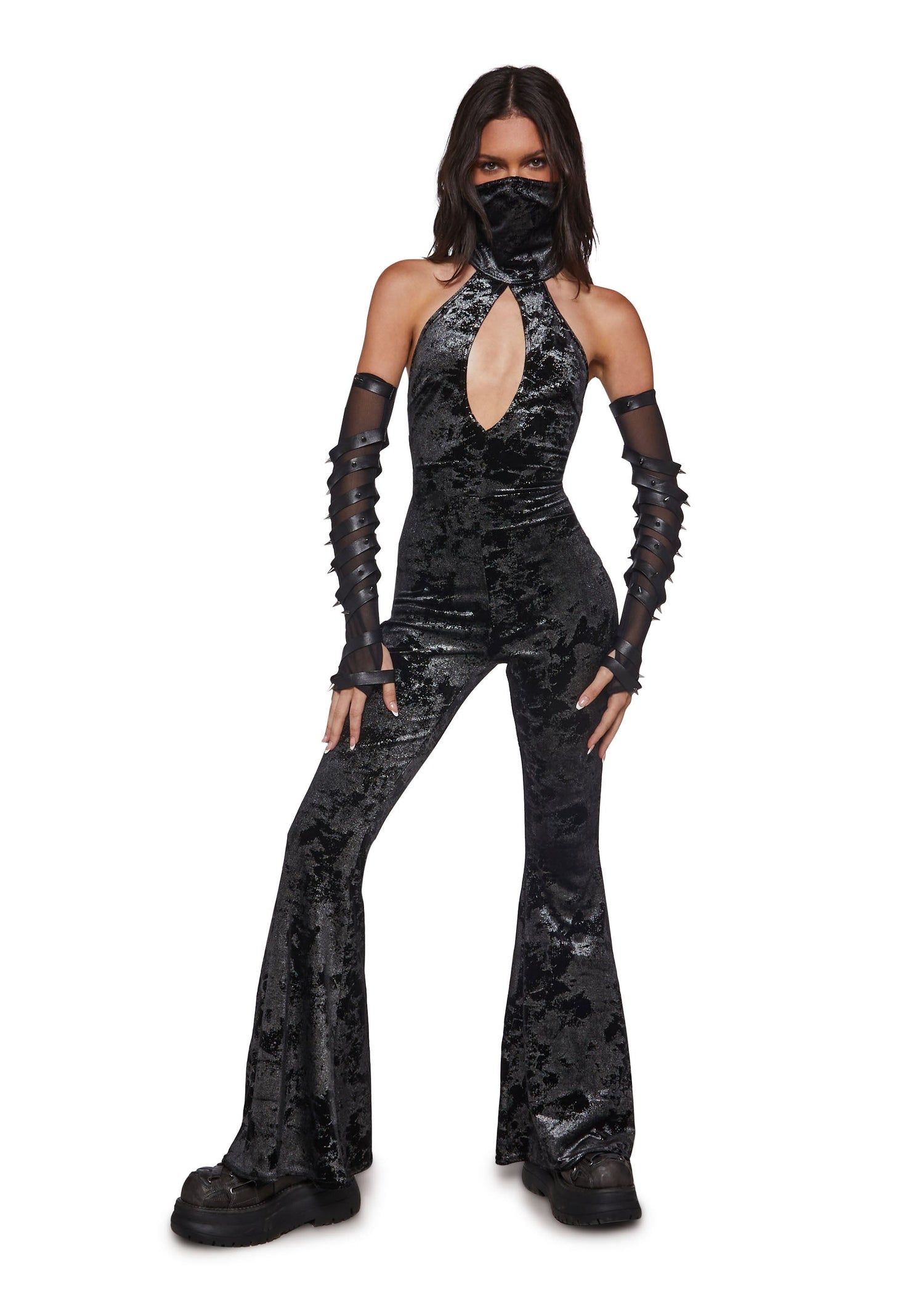 Kitana Velvet Jumpsuit with Mask