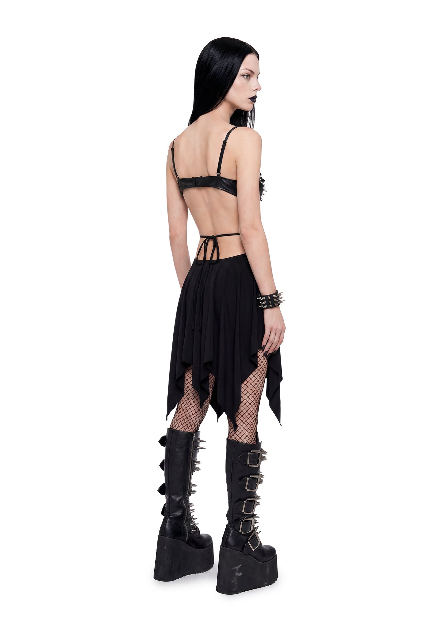 Iron Maiden Spiked Bra Handkerchief Midi Dress