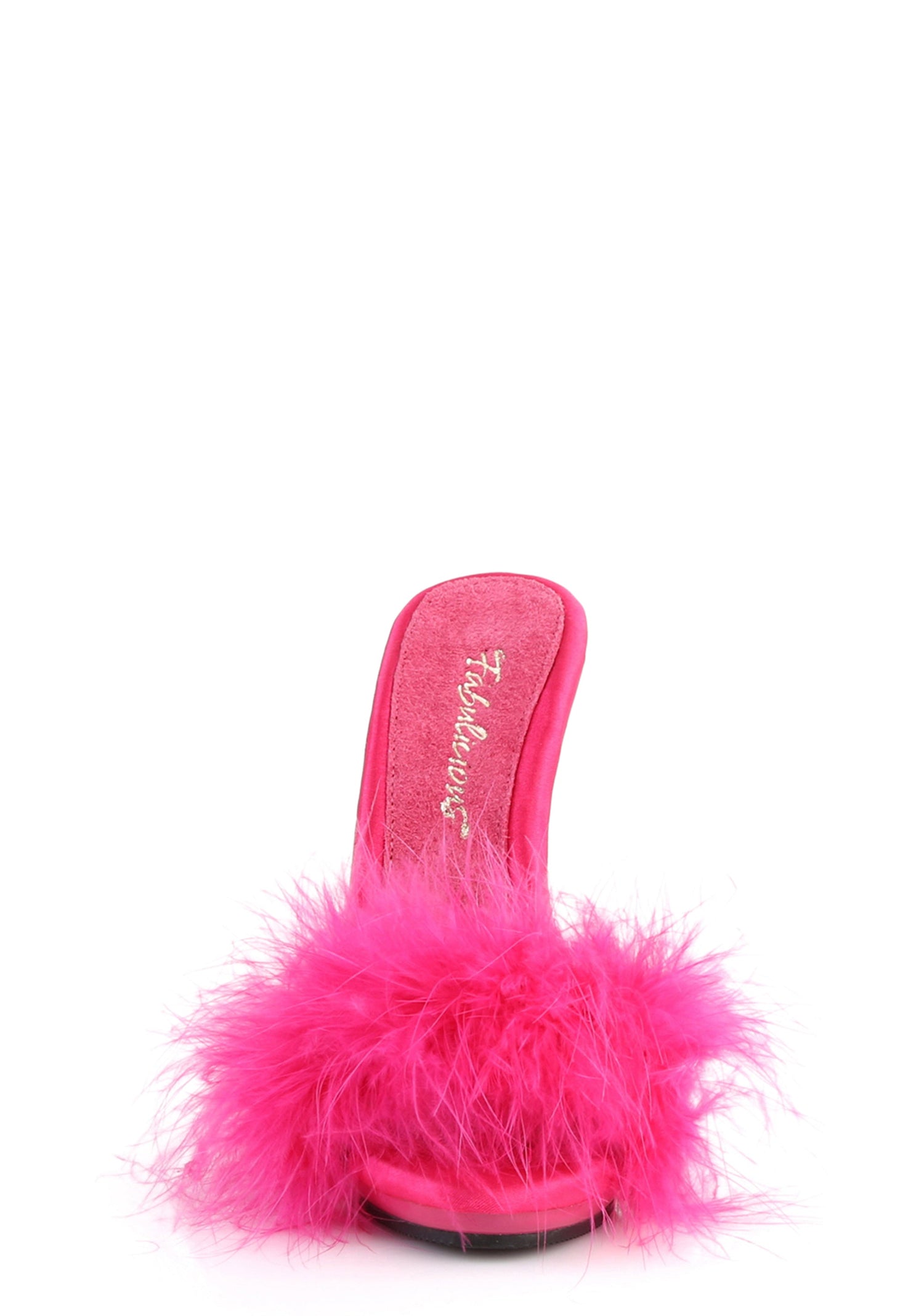 Poise-501Faux Fur Slip on Heels - Hot Pink