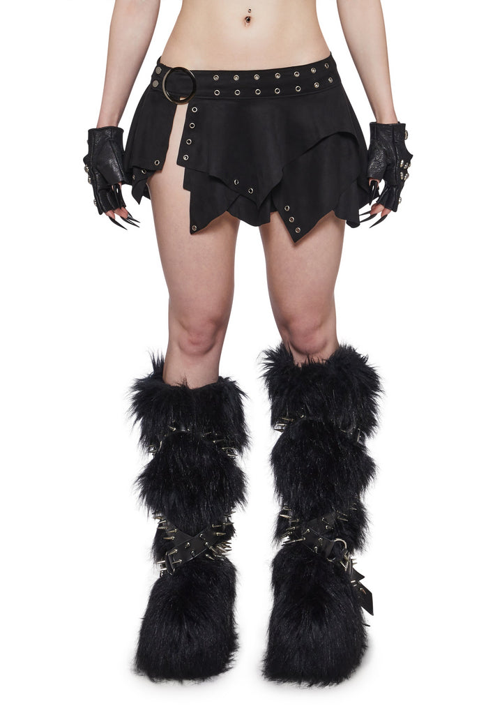Jagged Grommet Layered Mini Skirt