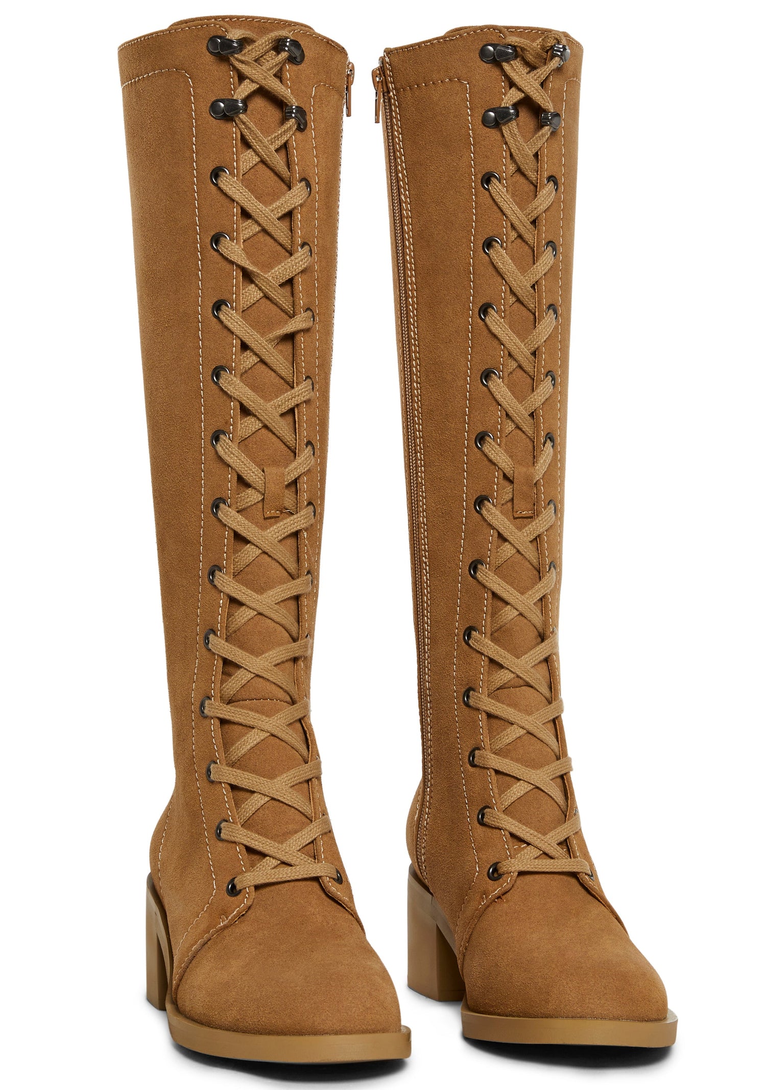 Gia Lace Up Boots - Tan