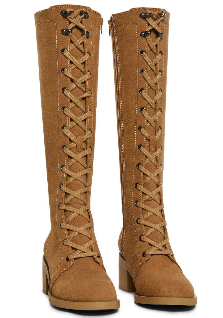 Gia Lace Up Boots - Tan