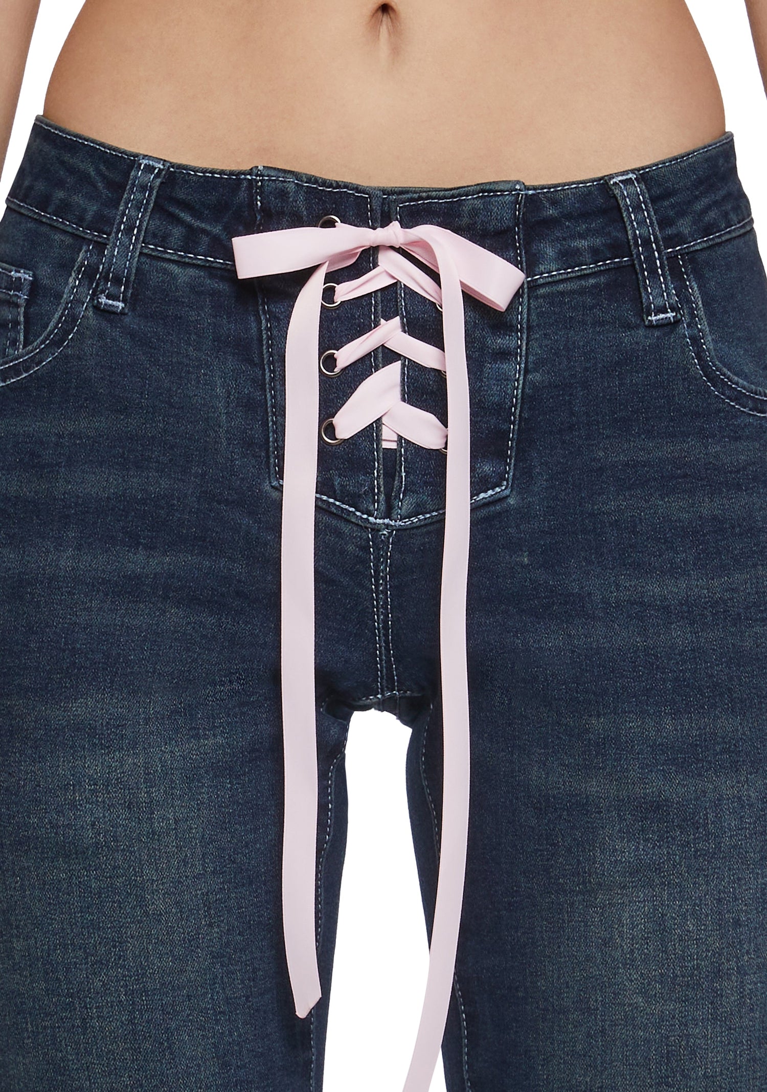 Talia Low Rise Jeans - Lace Up