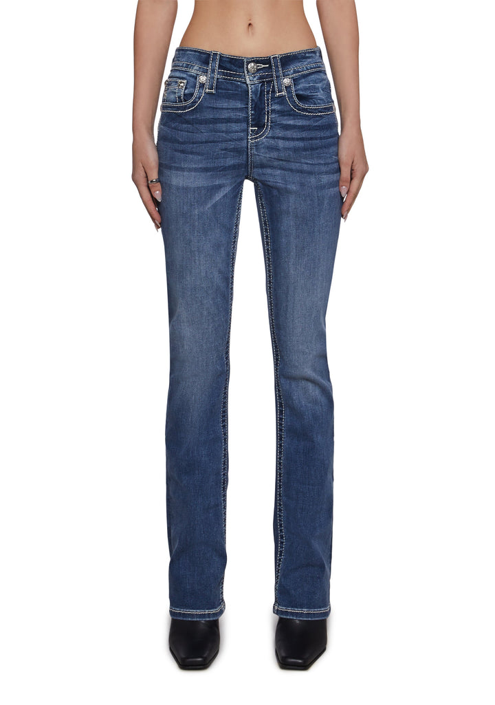 32" Mid Rise Boot Cut Jeans