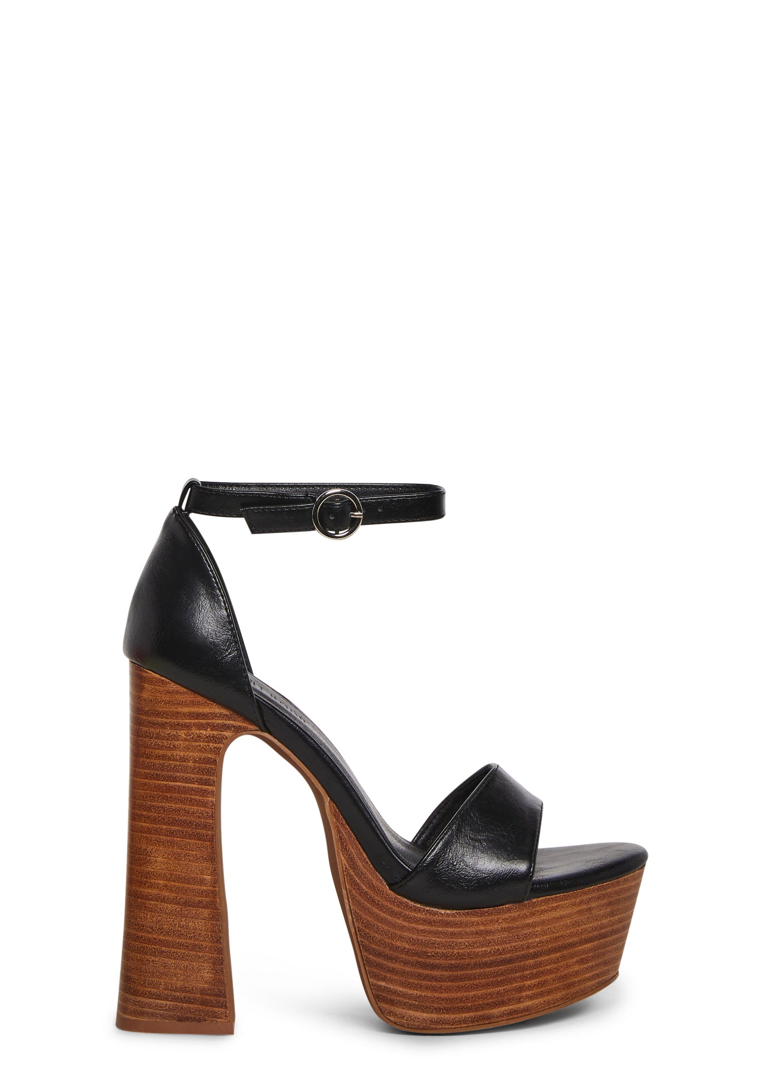 Holy Revelation Wooden Platform Heels - Black