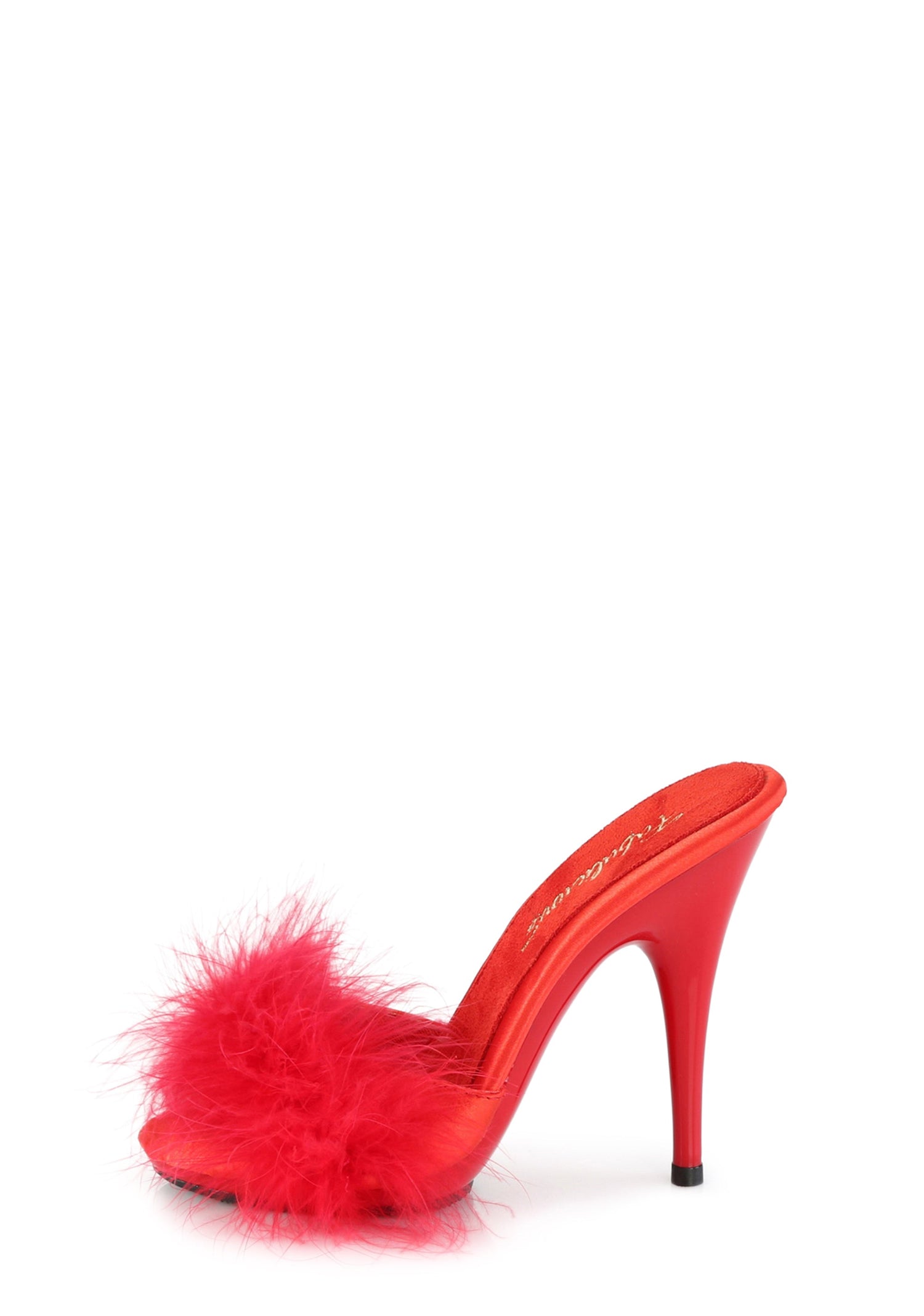 Poise 501 Marabou Faux Fur Sandals - Red