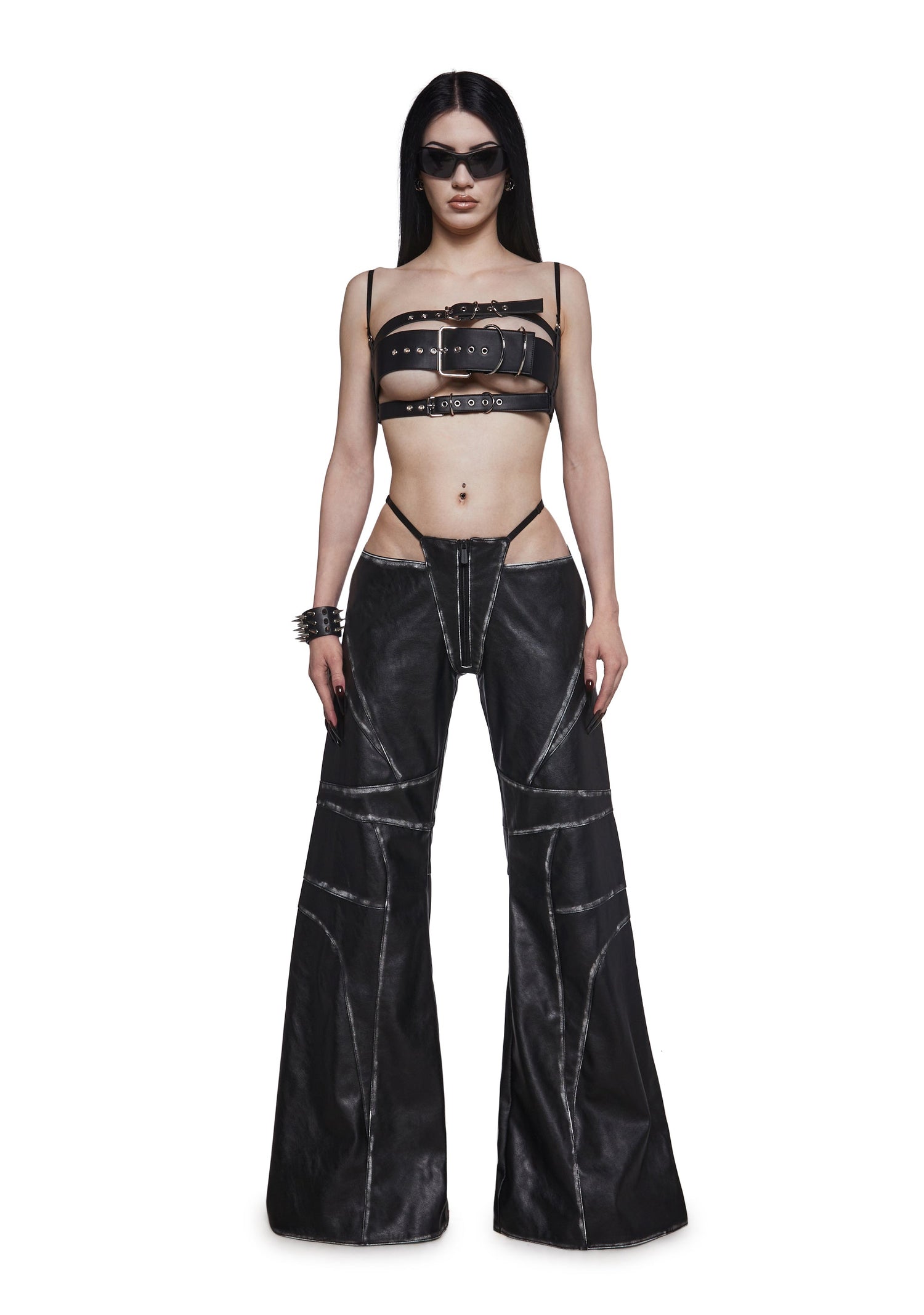Oversize Thong Pants Black Washed