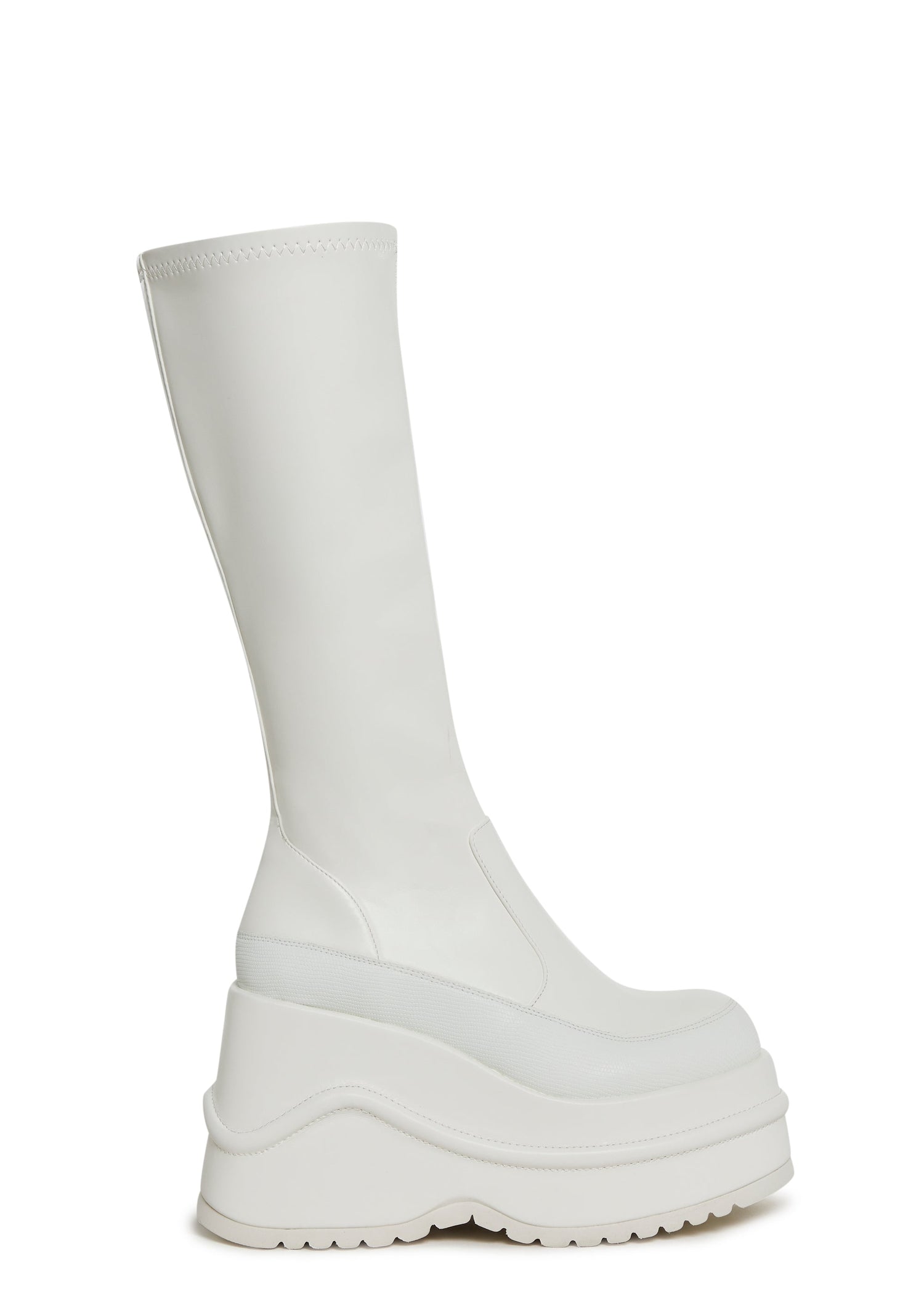 New Fans Wedge Stretch Boots - White