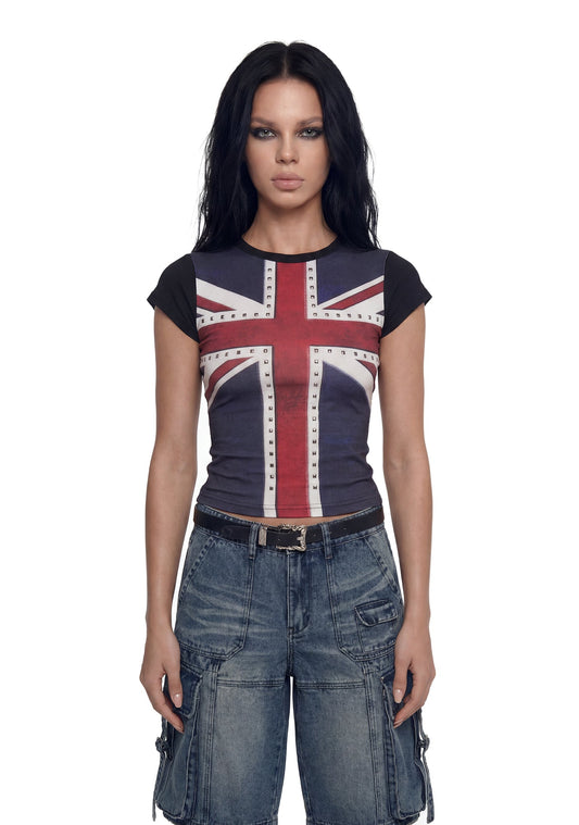 Union Jack Studded Baby Tee