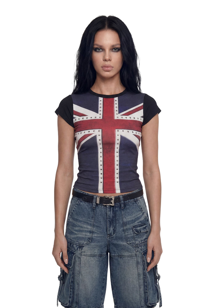 Union Jack Studded Baby Tee