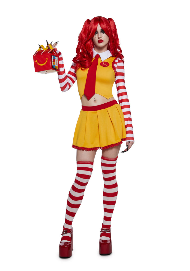 Fast Food Clown Costume and Wig Set