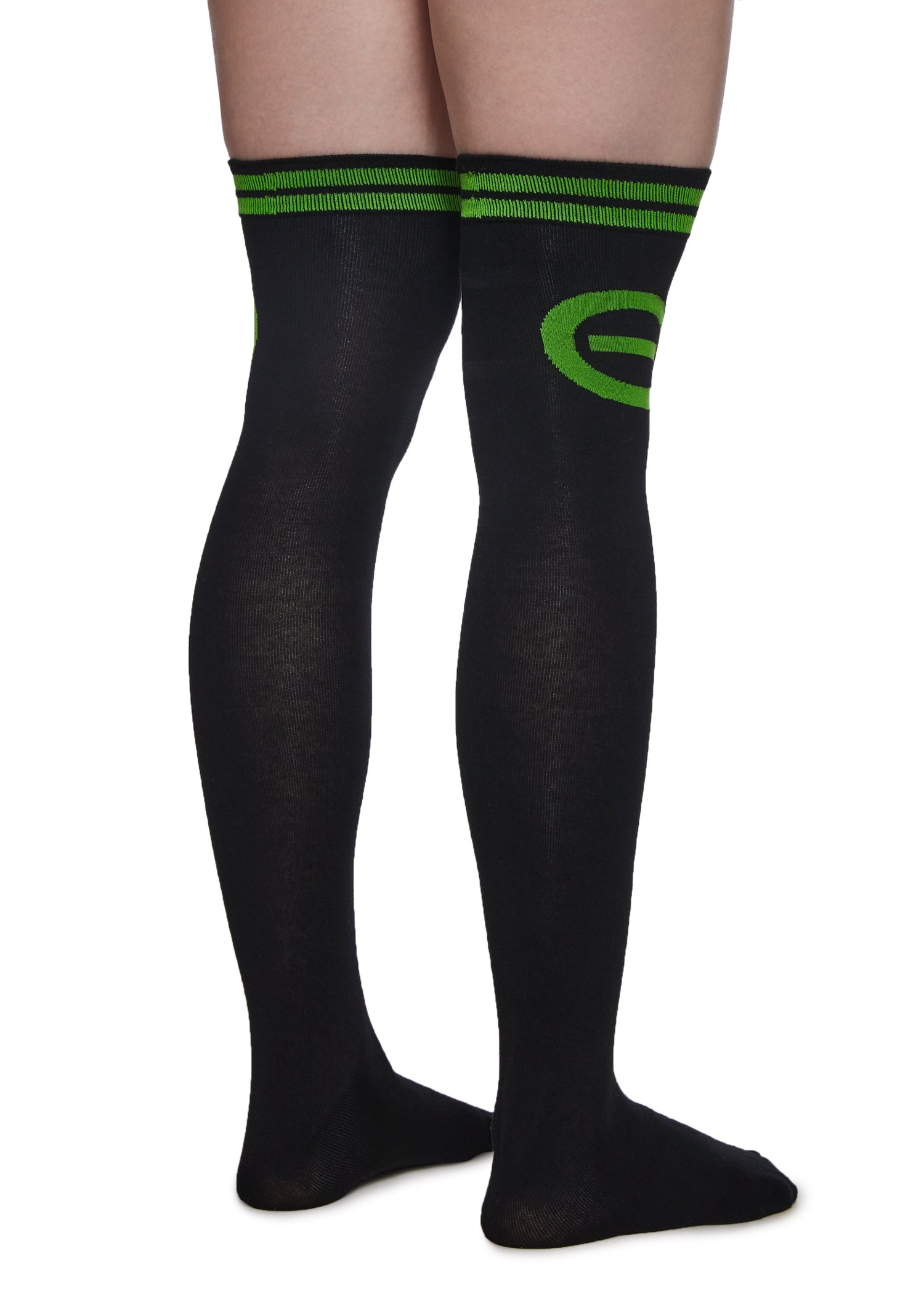 Creepy Green Light Thigh High Socks