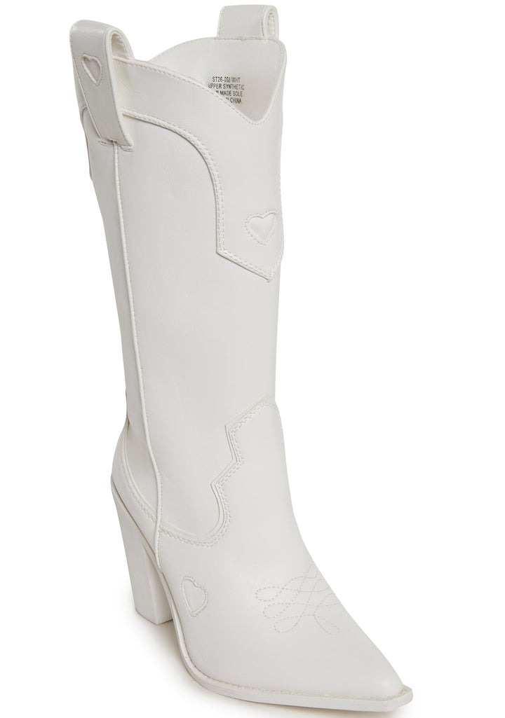 Basic Present Perfect Cowboy Boots - White