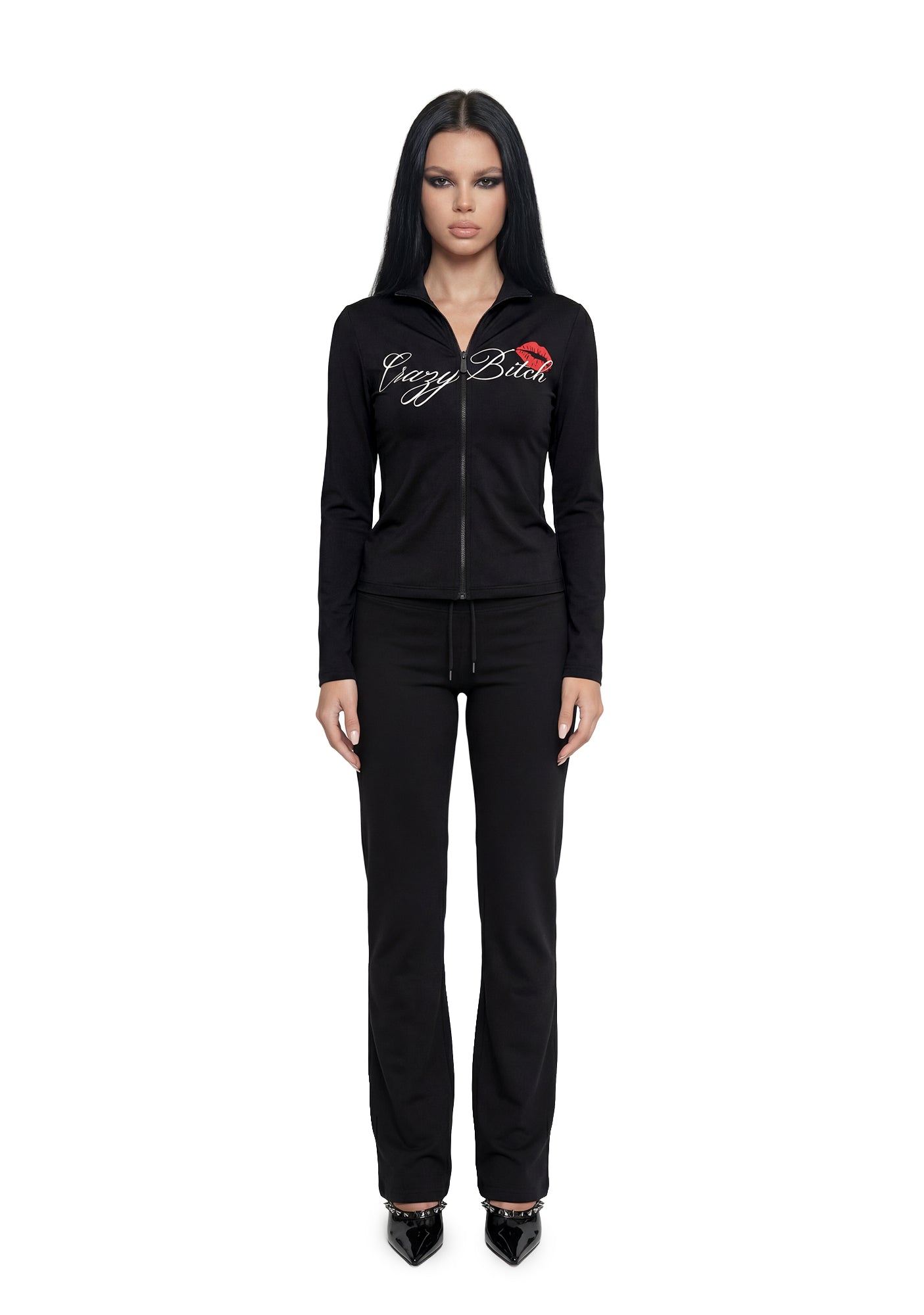 Let's Go Crazy Zip Up Jacket - Black