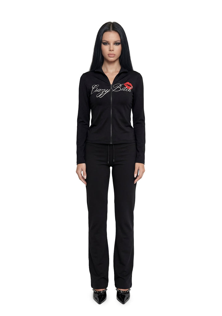 Let's Go Crazy Zip Up Jacket - Black