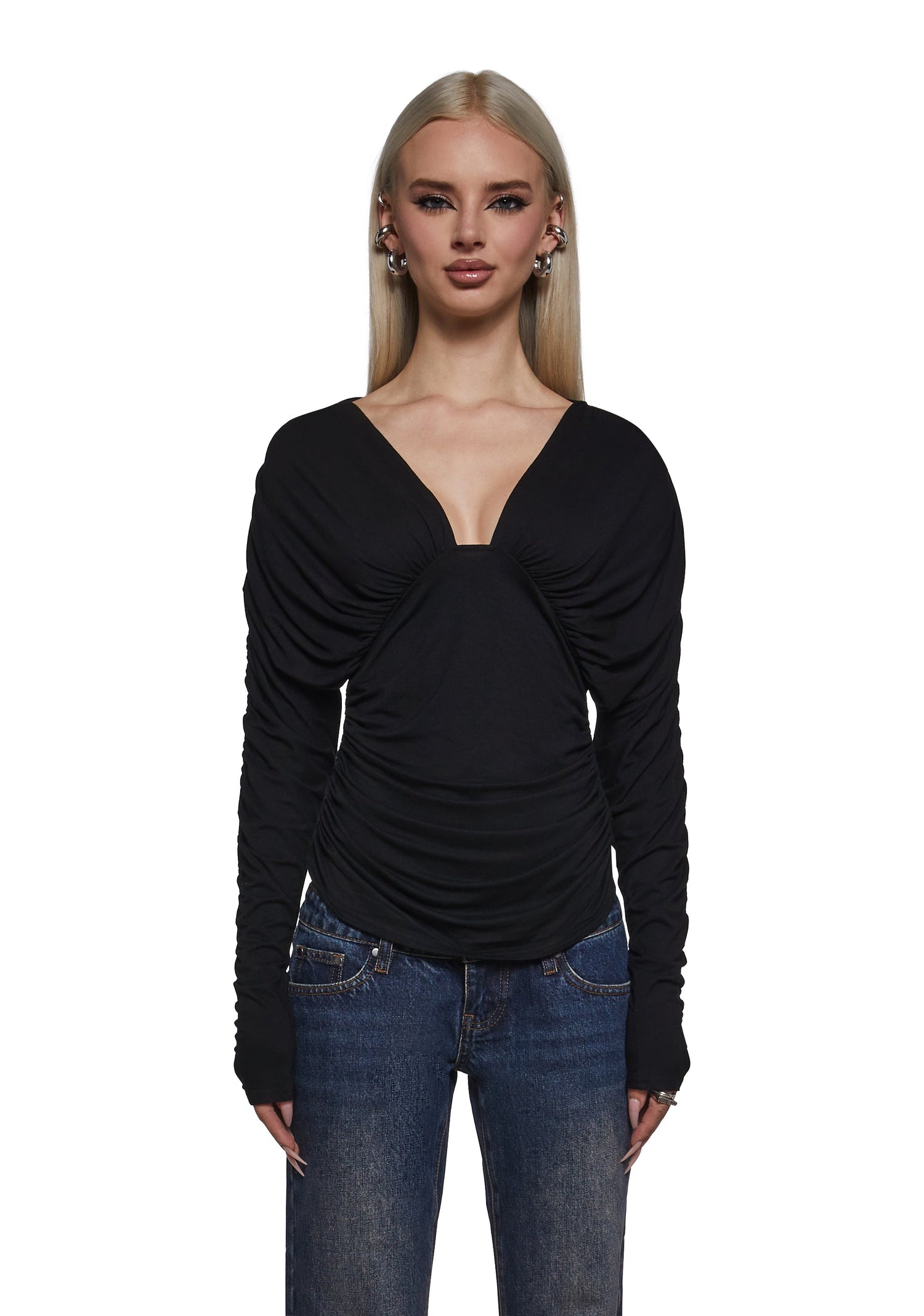 Kimi Draped Deep V Neckline Top