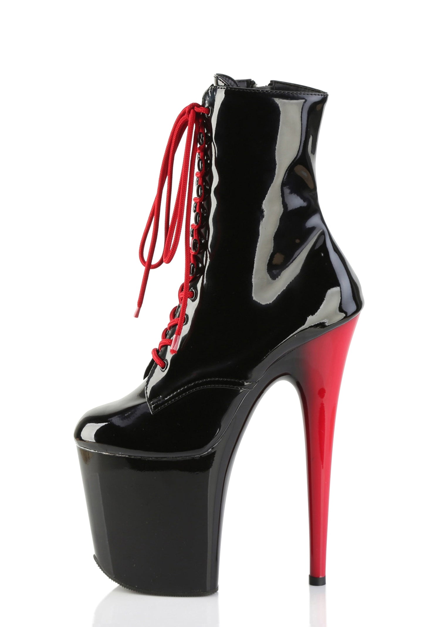 Flamingo-1020 Platform Ankle Boots-Black-Red