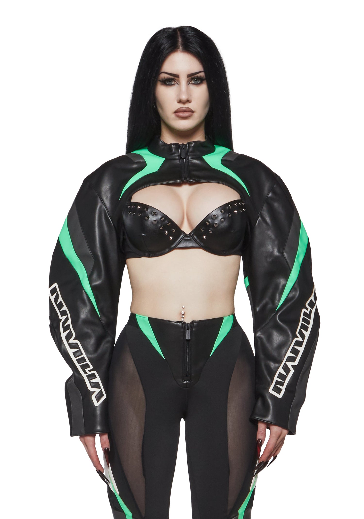 XTC Leather Choker Jacket - Green