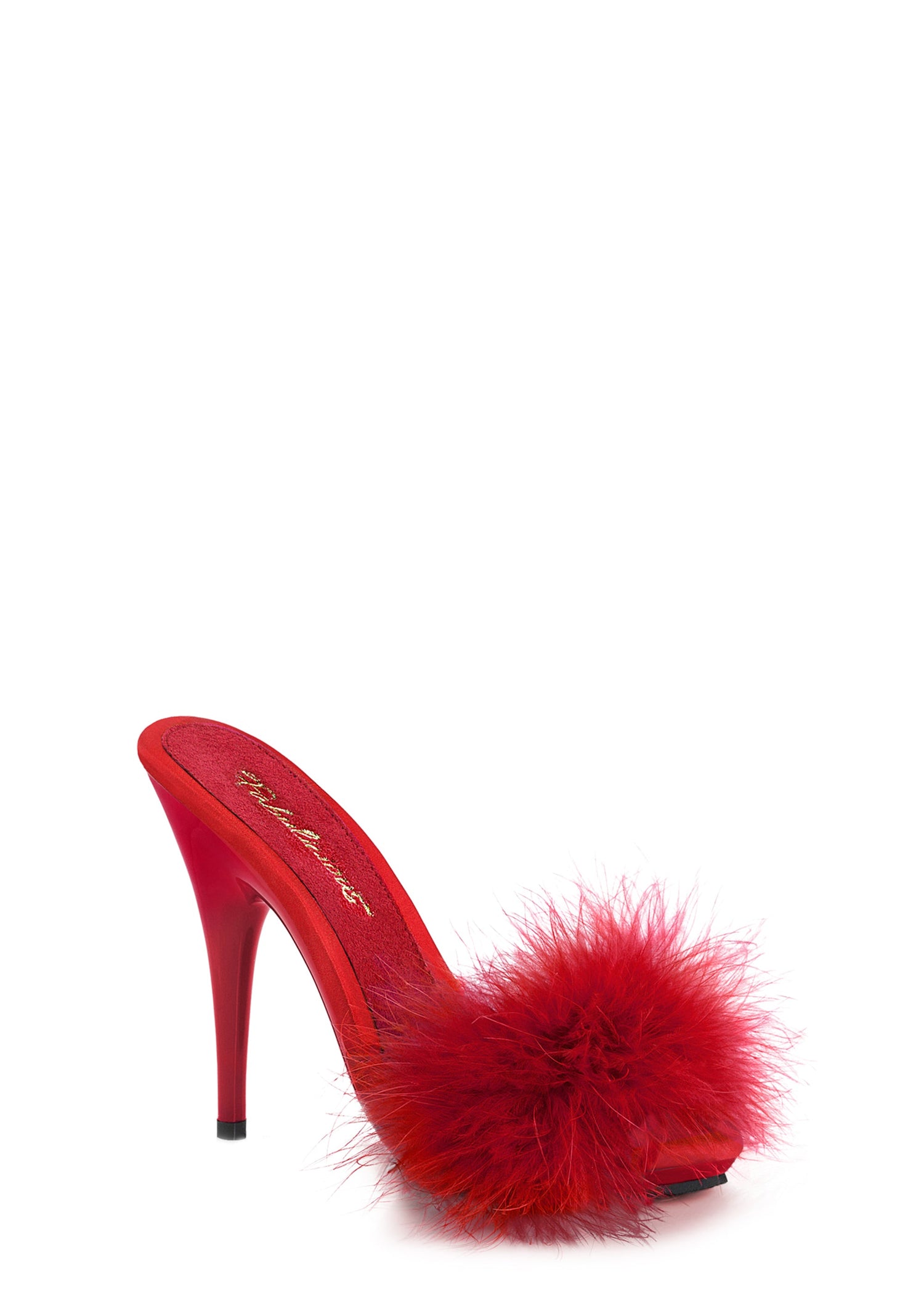 Poise 501 Marabou Faux Fur Sandals - Red
