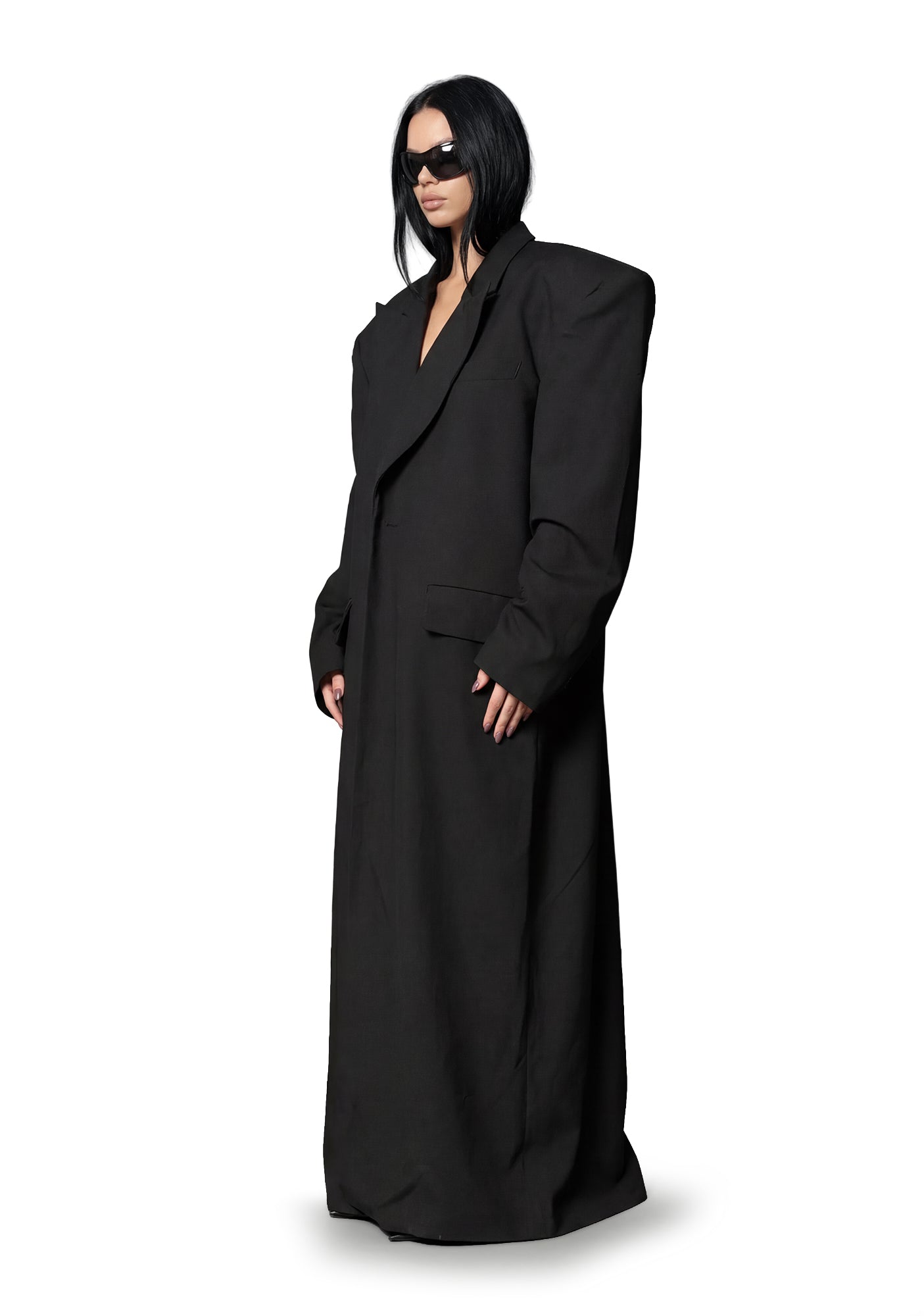 Elongated Blazer Coat - Black